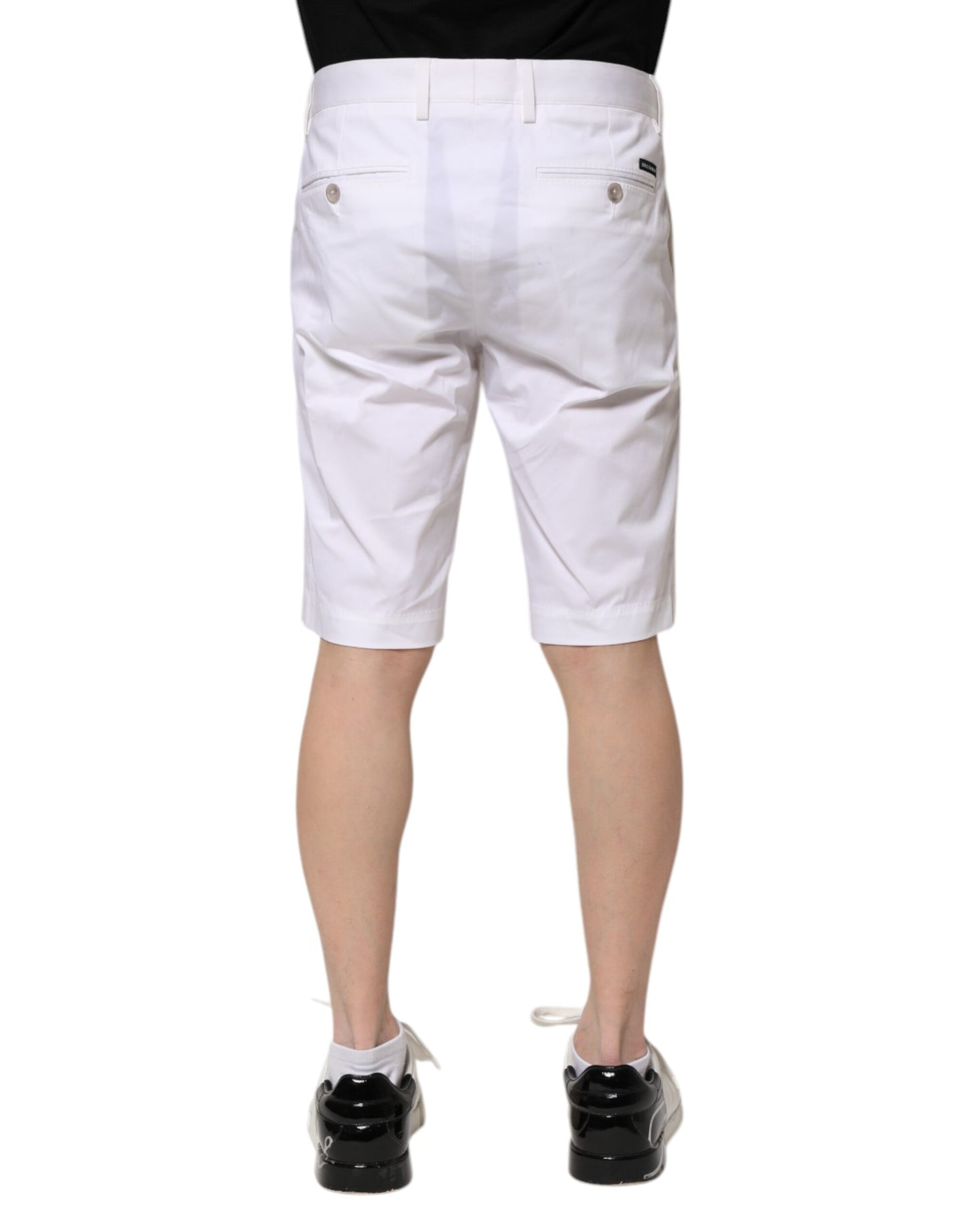 Bermuda en denim blanc extensible en coton Dolce & Gabbana pour homme