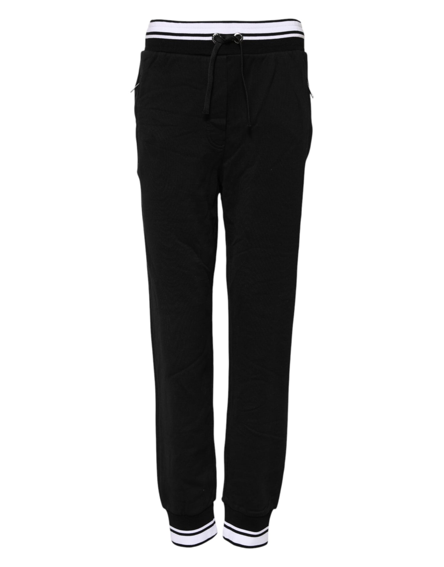 Dolce & Gabbana Black Cotton Mid Waist Jogger Pants by Dolce & Gabbana