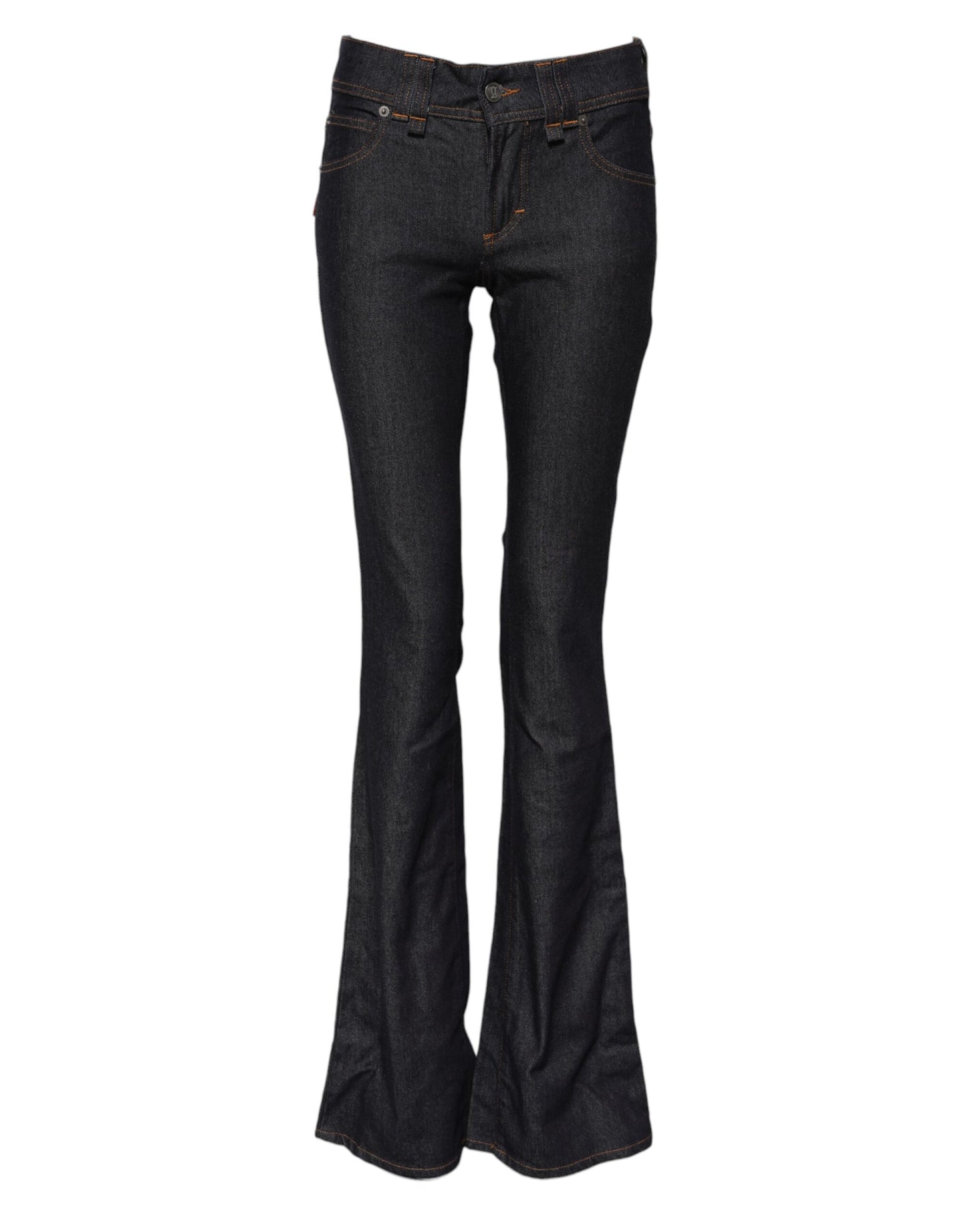 John Galliano Blue Mid Waist Cotton Wide Leg Denim Jeans by John Galliano