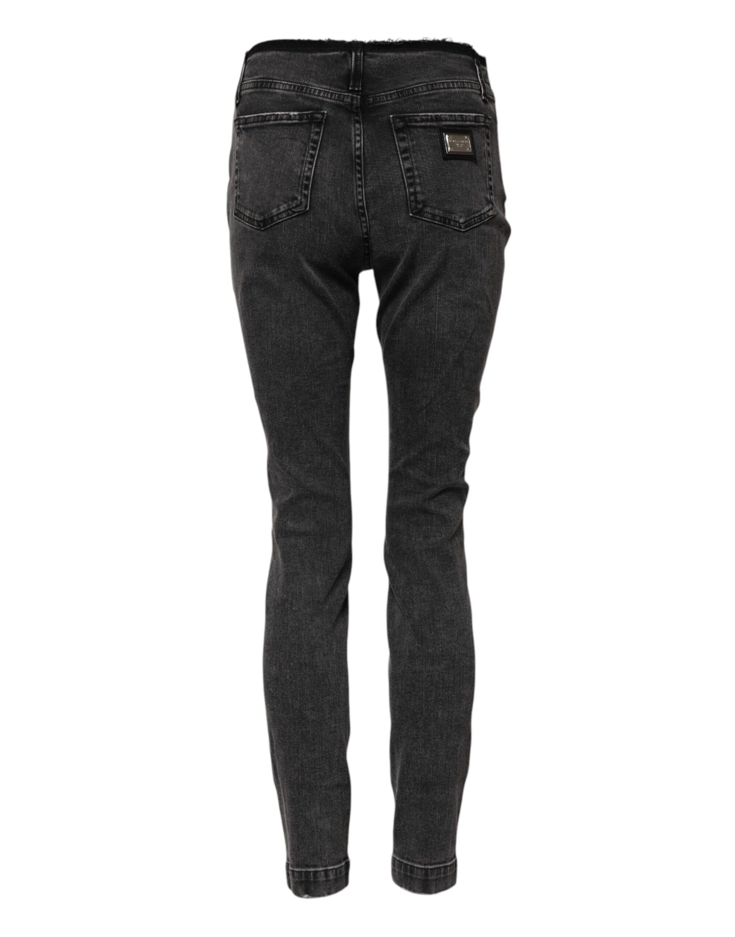 Dolce & Gabbana Gray Skinny Cotton Mid Waisted Denim Jeans by Dolce & Gabbana