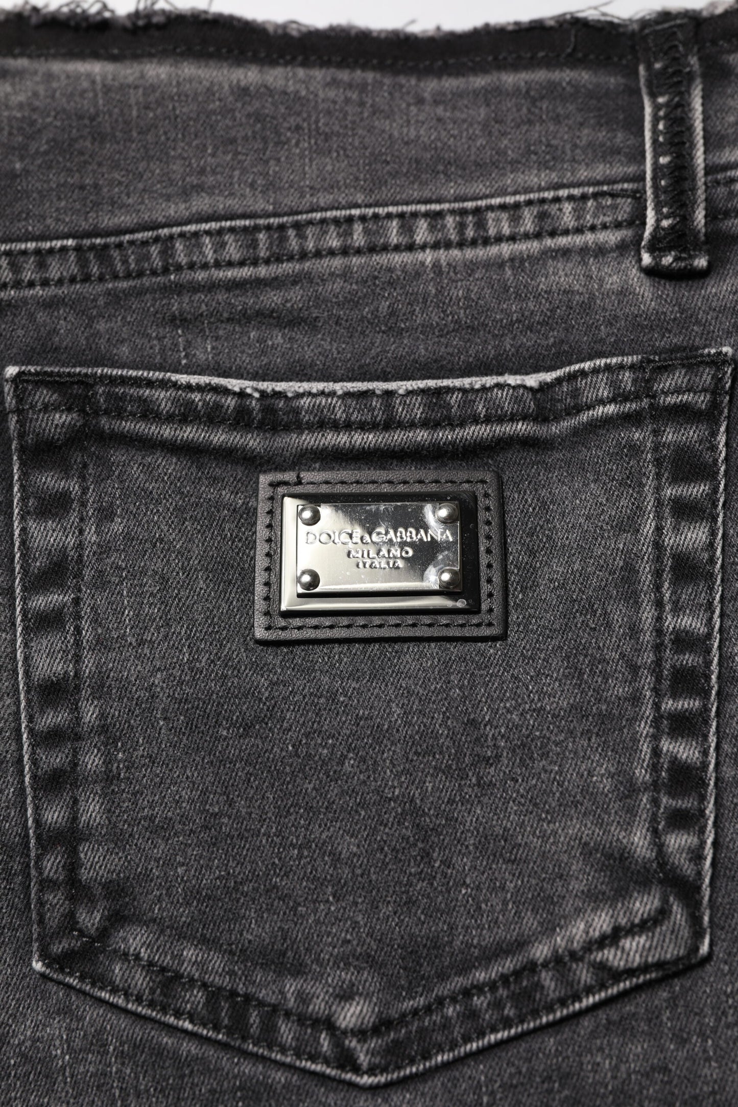 Dolce & Gabbana Gray Skinny Cotton Mid Waisted Denim Jeans by Dolce & Gabbana