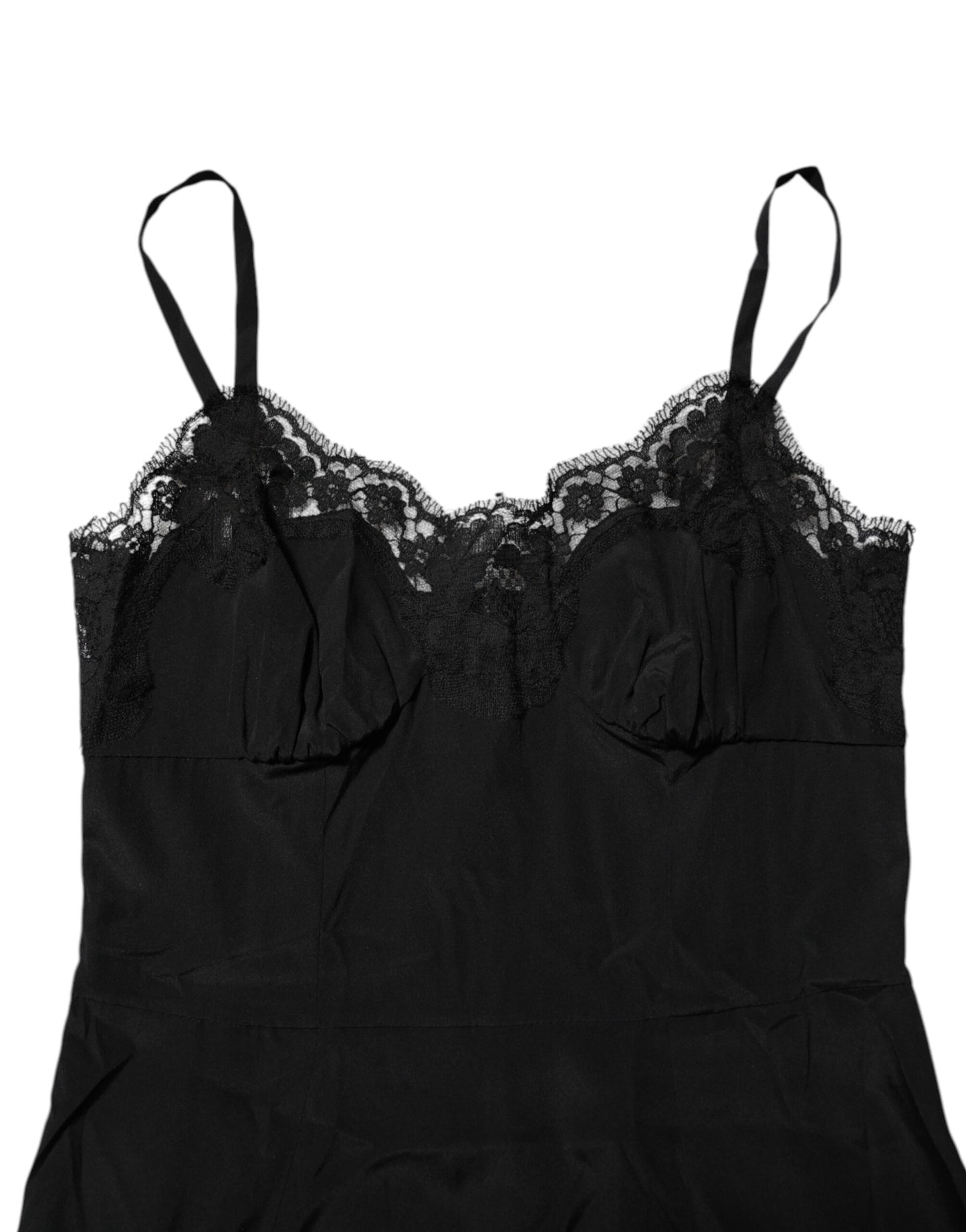 Robe lingerie en dentelle florale noire Dolce & Gabbana