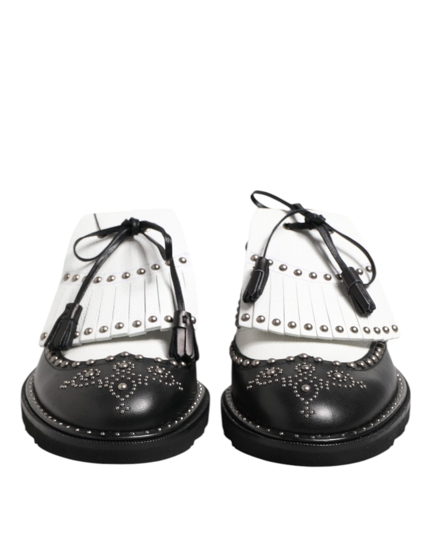 Chaussures habillées Dreby cloutées en cuir noir et blanc Dolce & Gabbana
