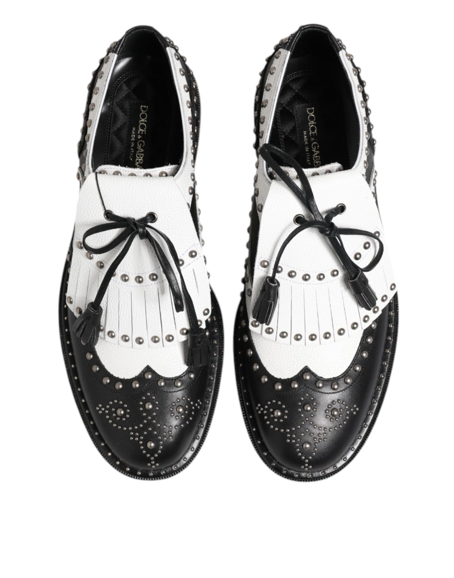 Chaussures habillées Dreby cloutées en cuir noir et blanc Dolce & Gabbana