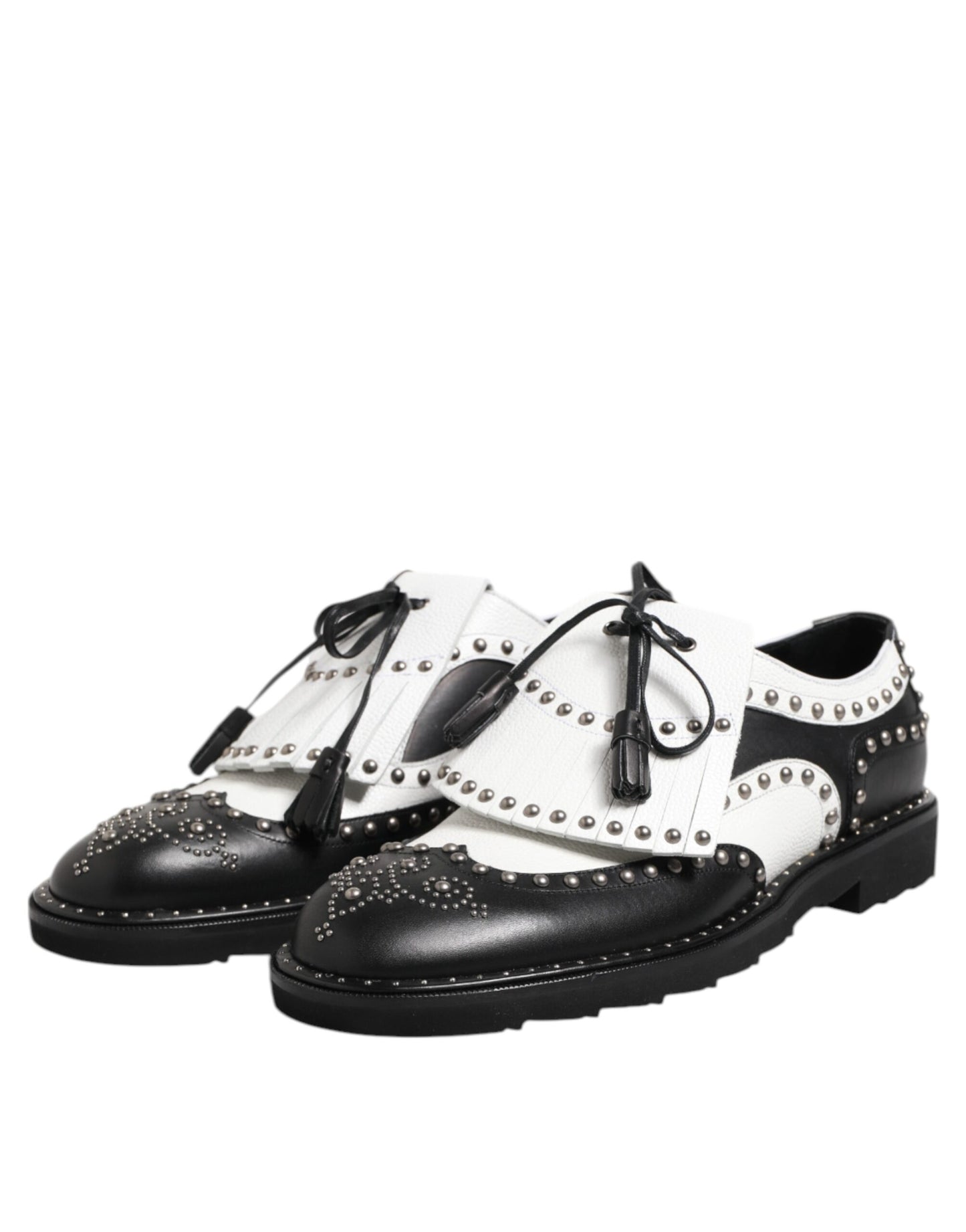 Chaussures habillées Dreby cloutées en cuir noir et blanc Dolce & Gabbana