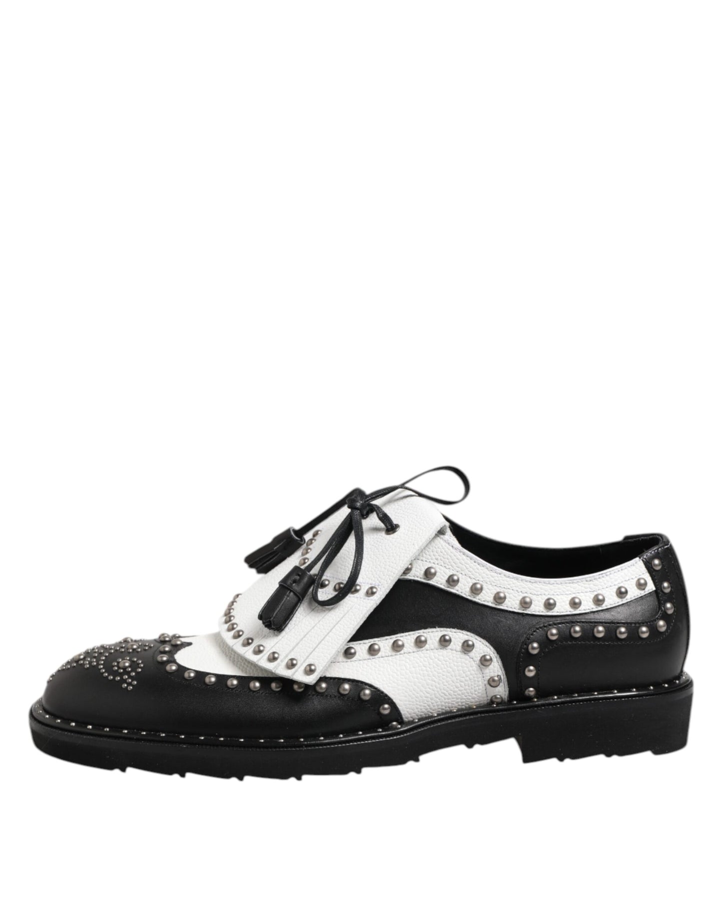 Chaussures habillées Dreby cloutées en cuir noir et blanc Dolce & Gabbana