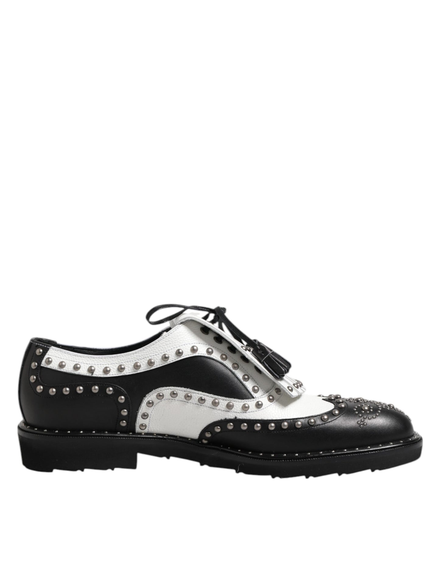 Chaussures habillées Dreby cloutées en cuir noir et blanc Dolce & Gabbana
