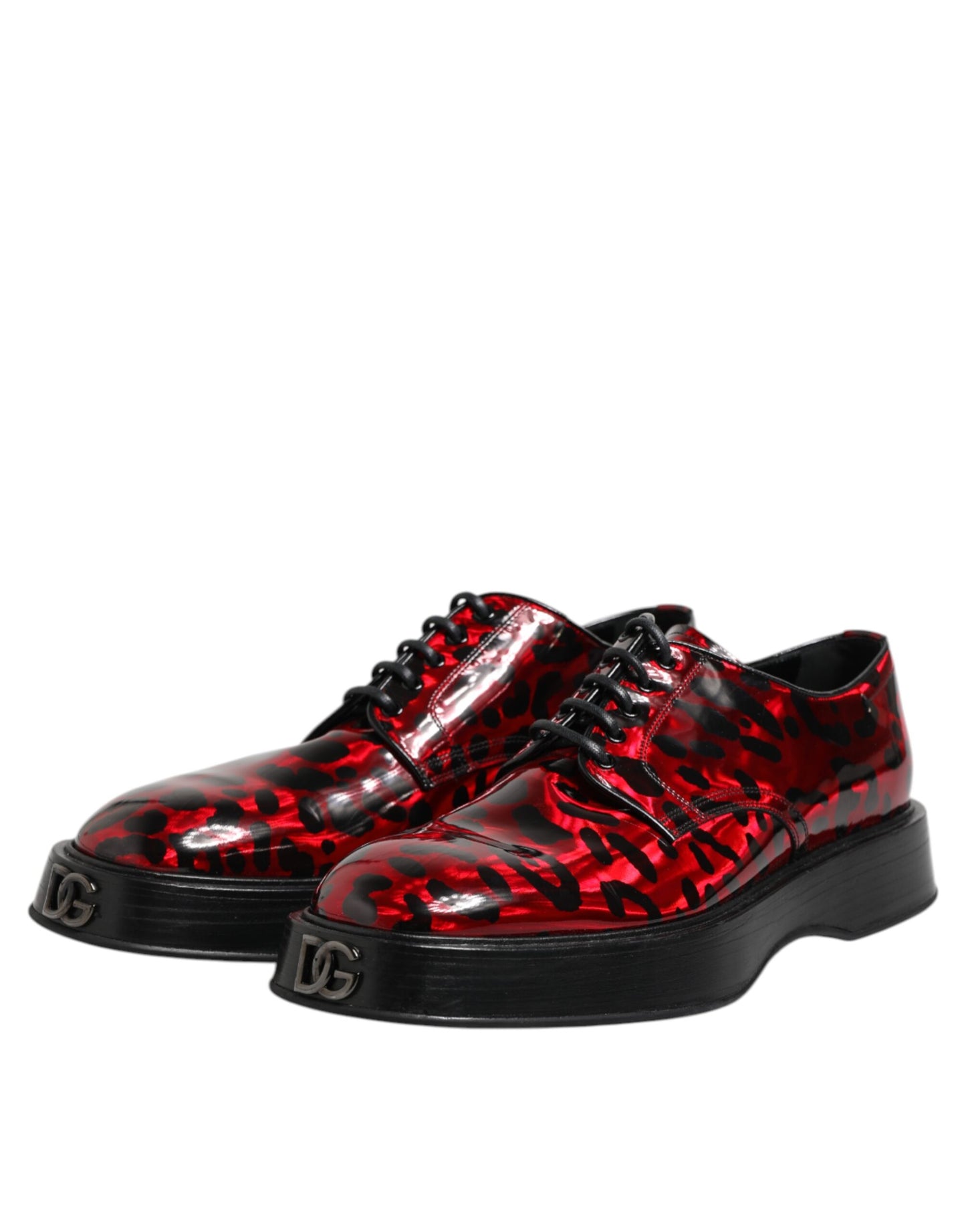 Chaussures habillées pour hommes Dolce & Gabbana Derby léopard rouge