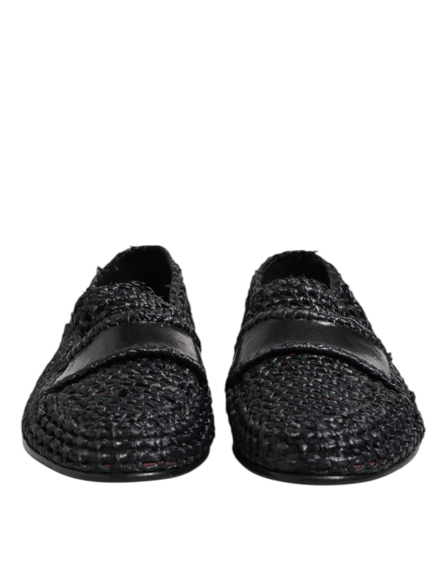 Mocassins à enfiler en cuir tressé noir Dolce & Gabbana pour homme