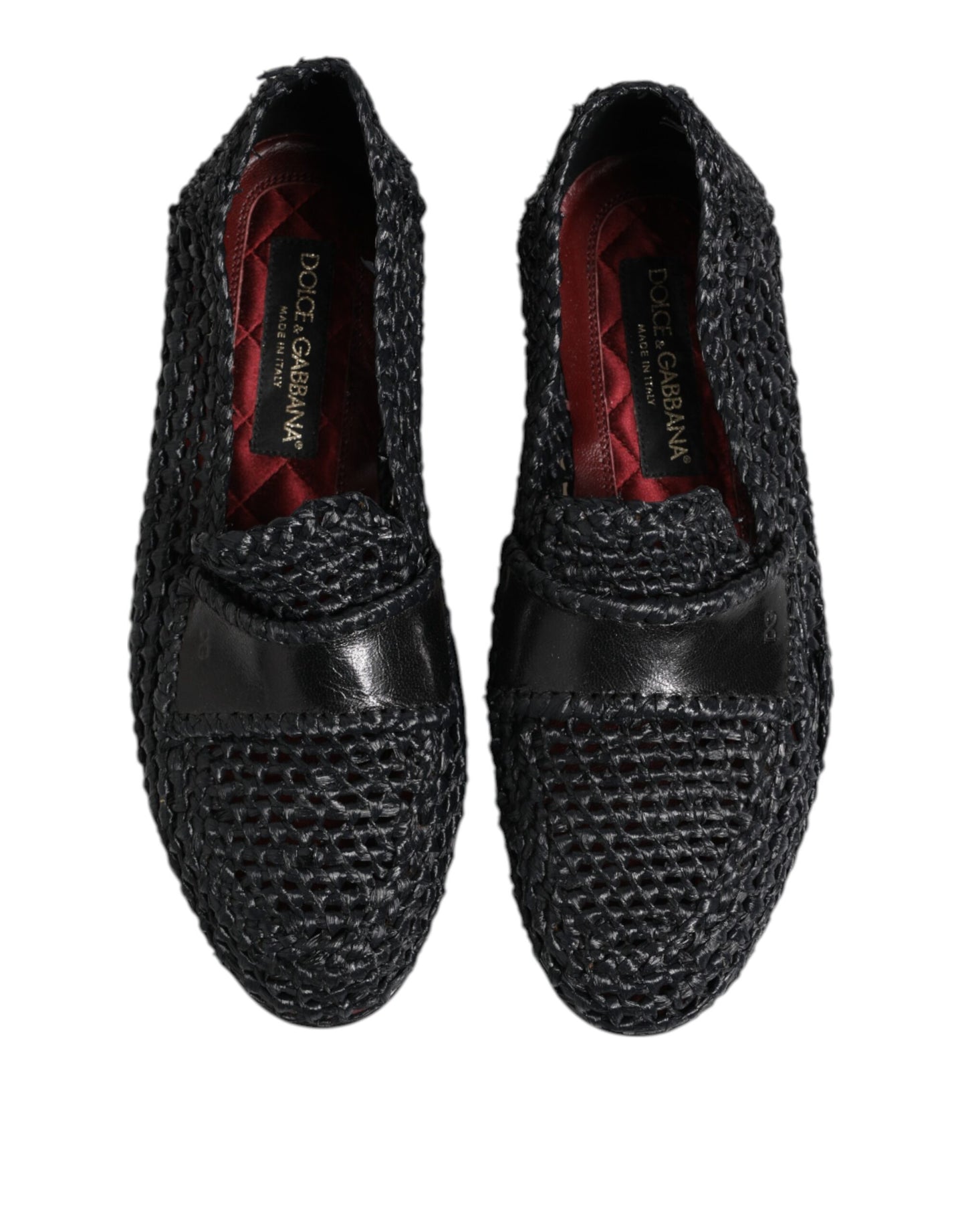 Mocassins à enfiler en cuir tressé noir Dolce & Gabbana pour homme