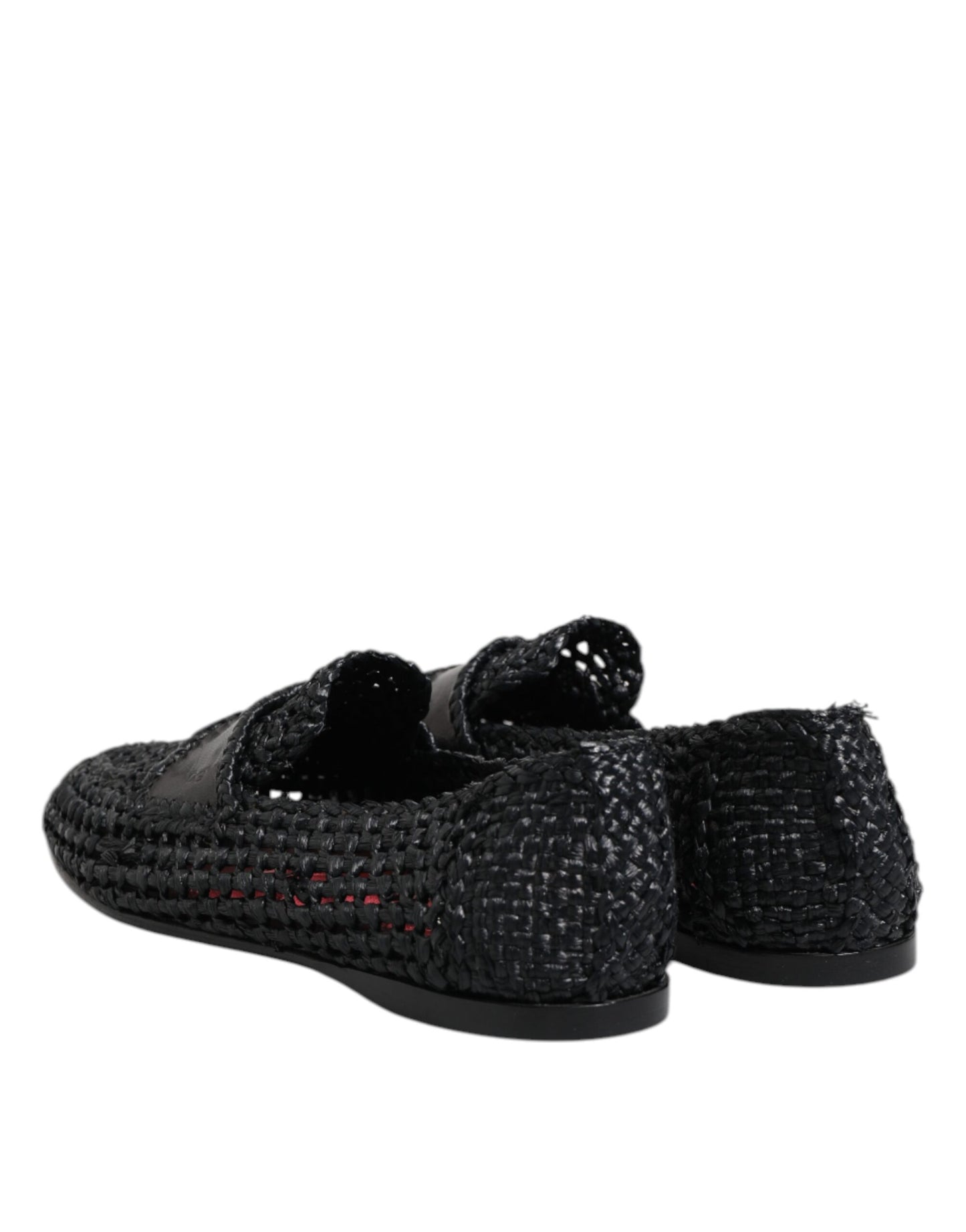 Mocassins à enfiler en cuir tressé noir Dolce & Gabbana pour homme