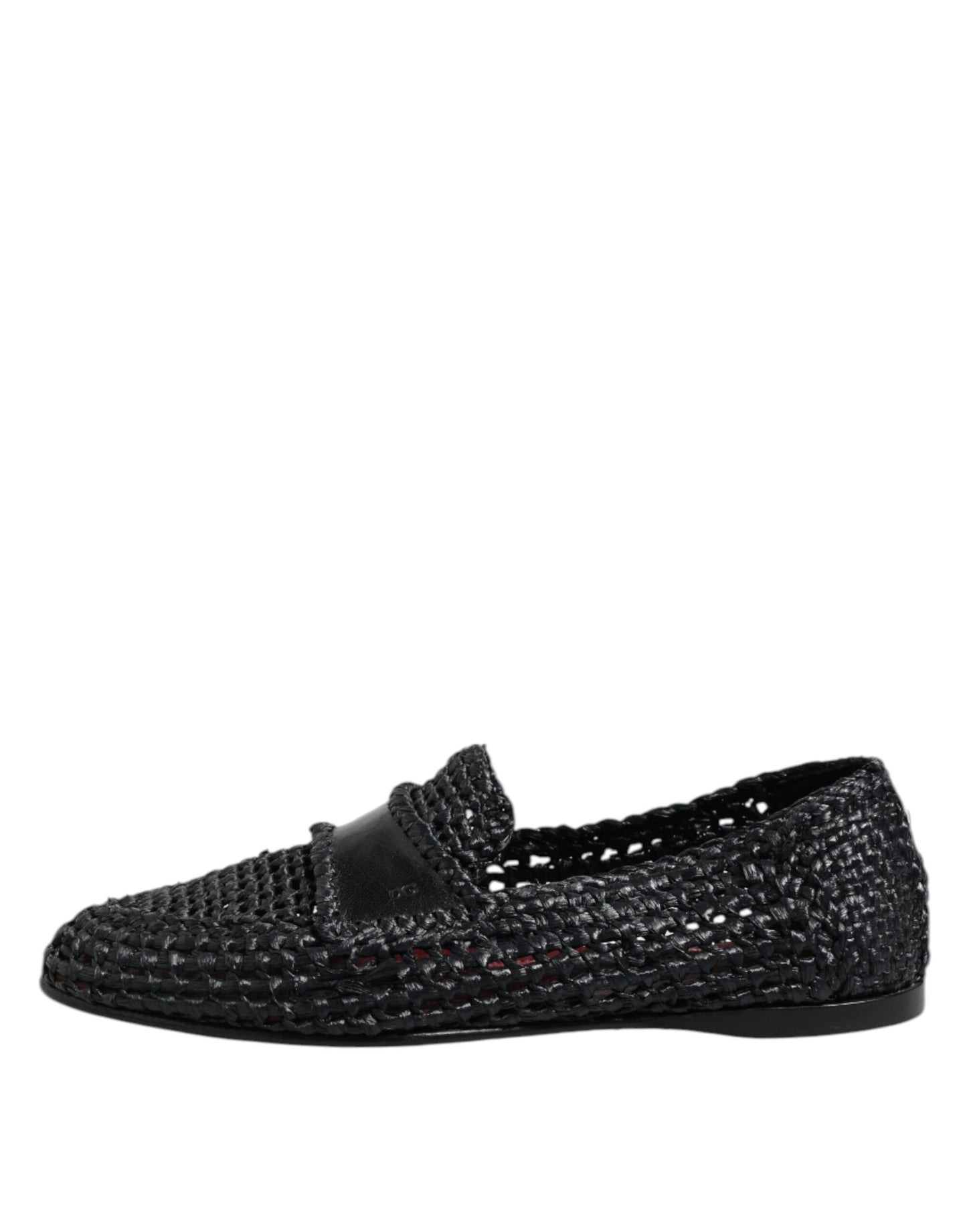 Mocassins à enfiler en cuir tressé noir Dolce & Gabbana pour homme
