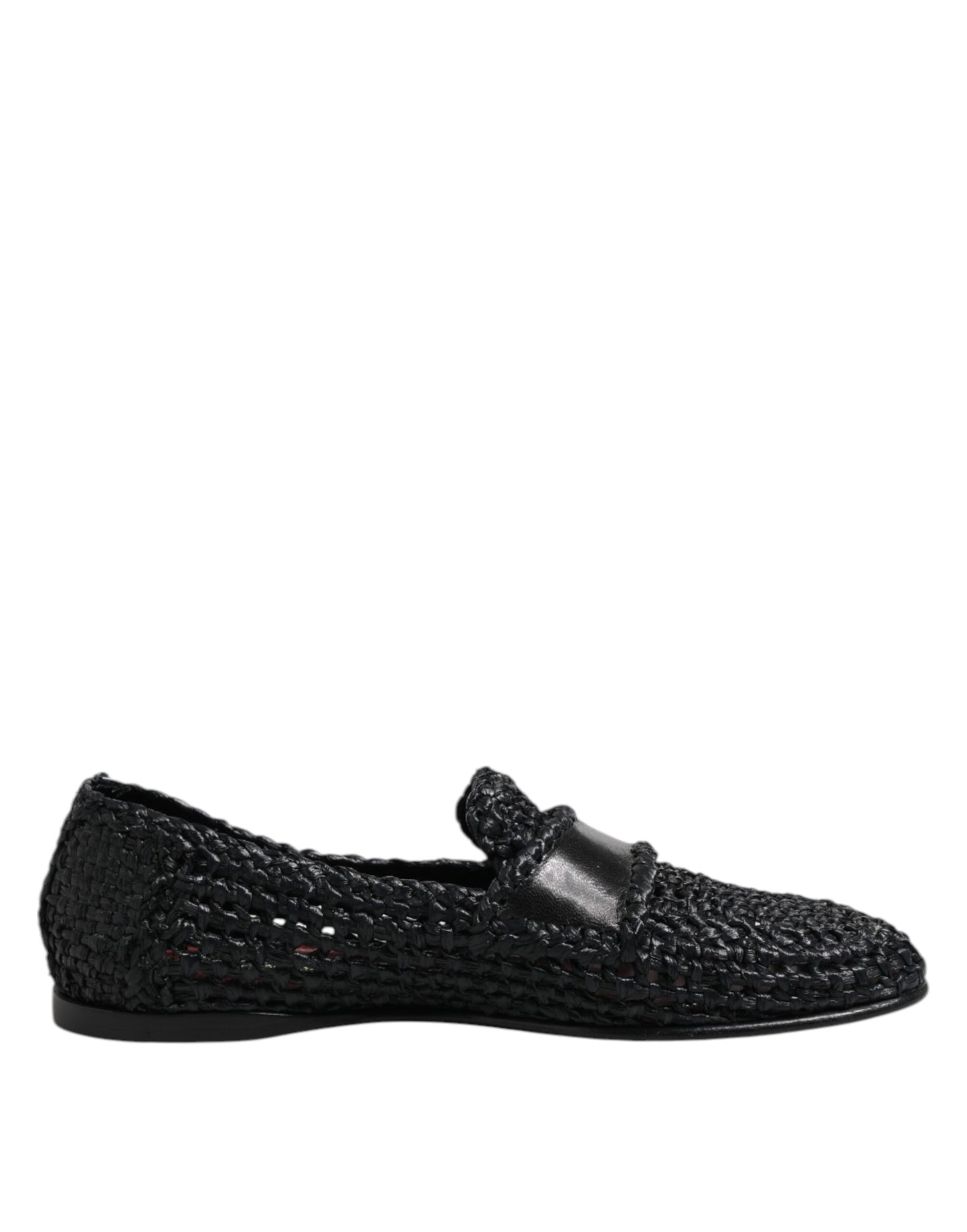 Mocassins à enfiler en cuir tressé noir Dolce & Gabbana pour homme