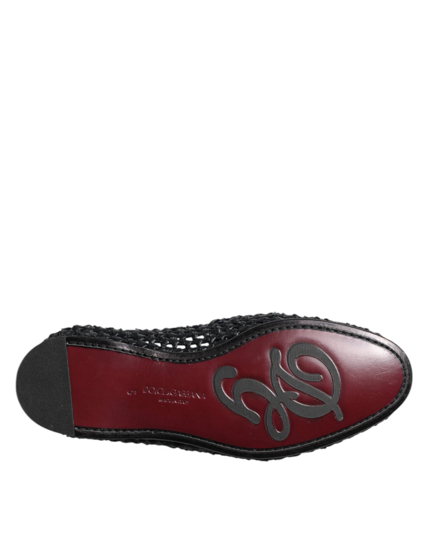 Mocassins à enfiler en cuir tressé noir Dolce & Gabbana pour homme