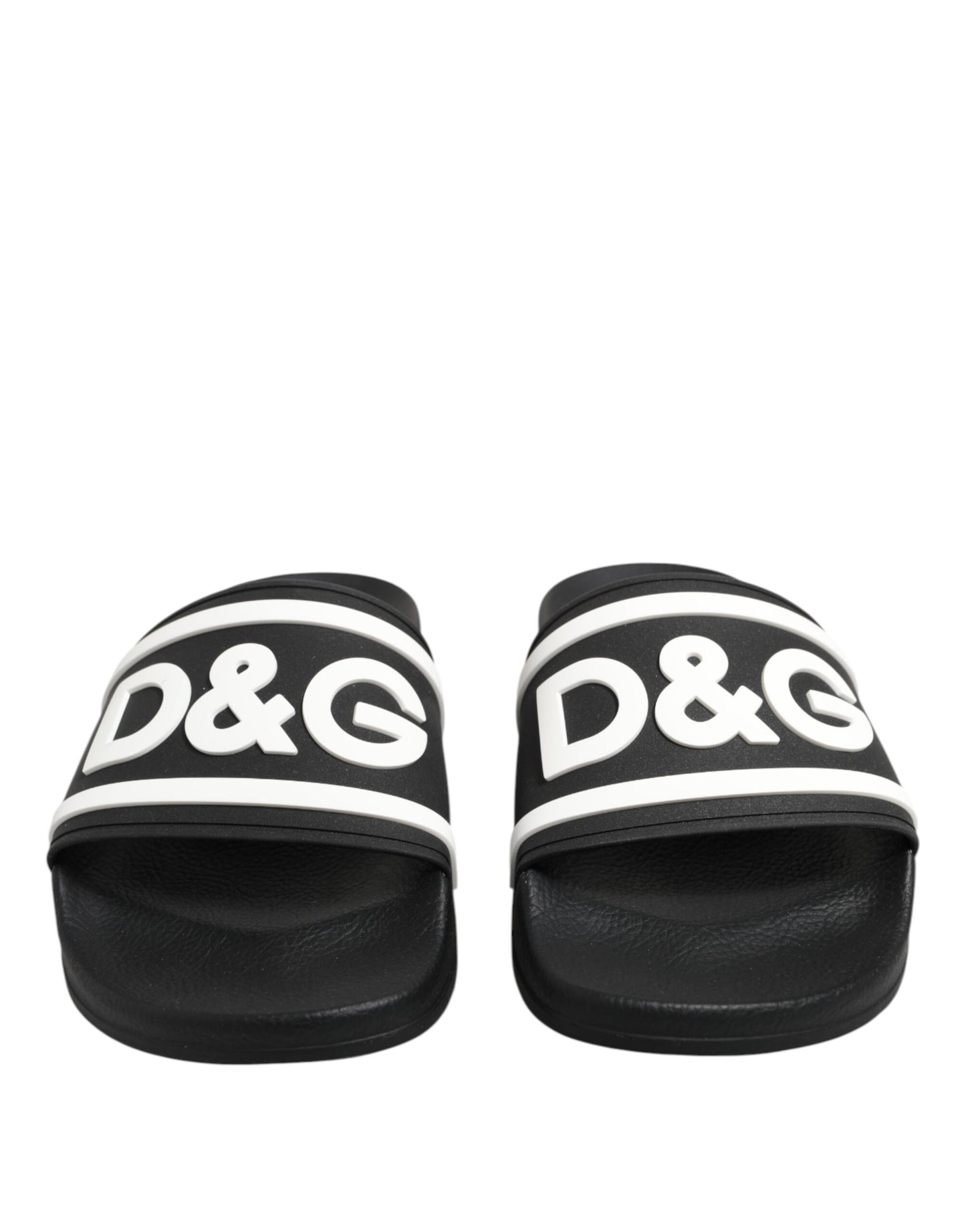 Sandales Dolce & Gabbana noires et blanches en caoutchouc pour homme