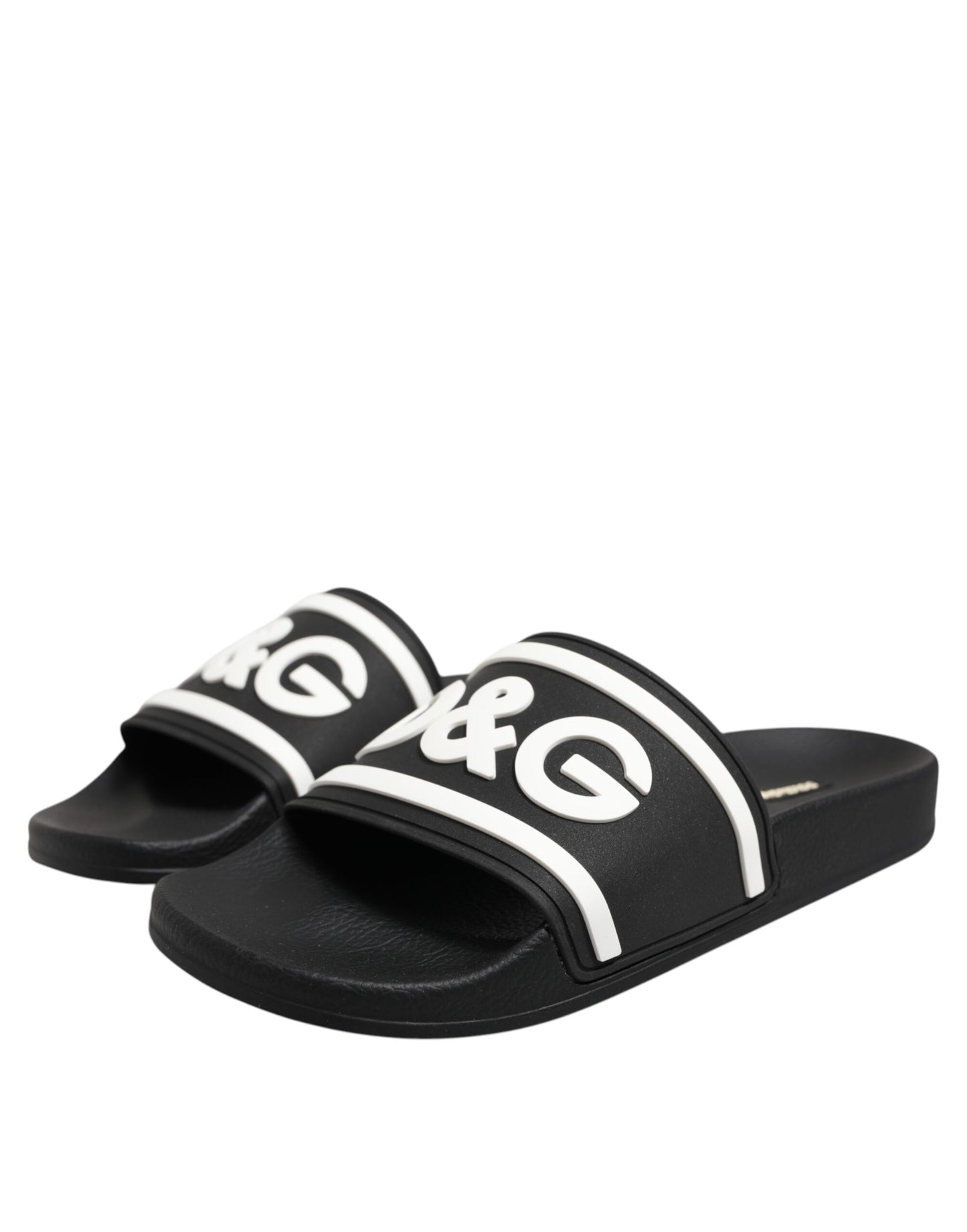 Sandales Dolce & Gabbana noires et blanches en caoutchouc pour homme