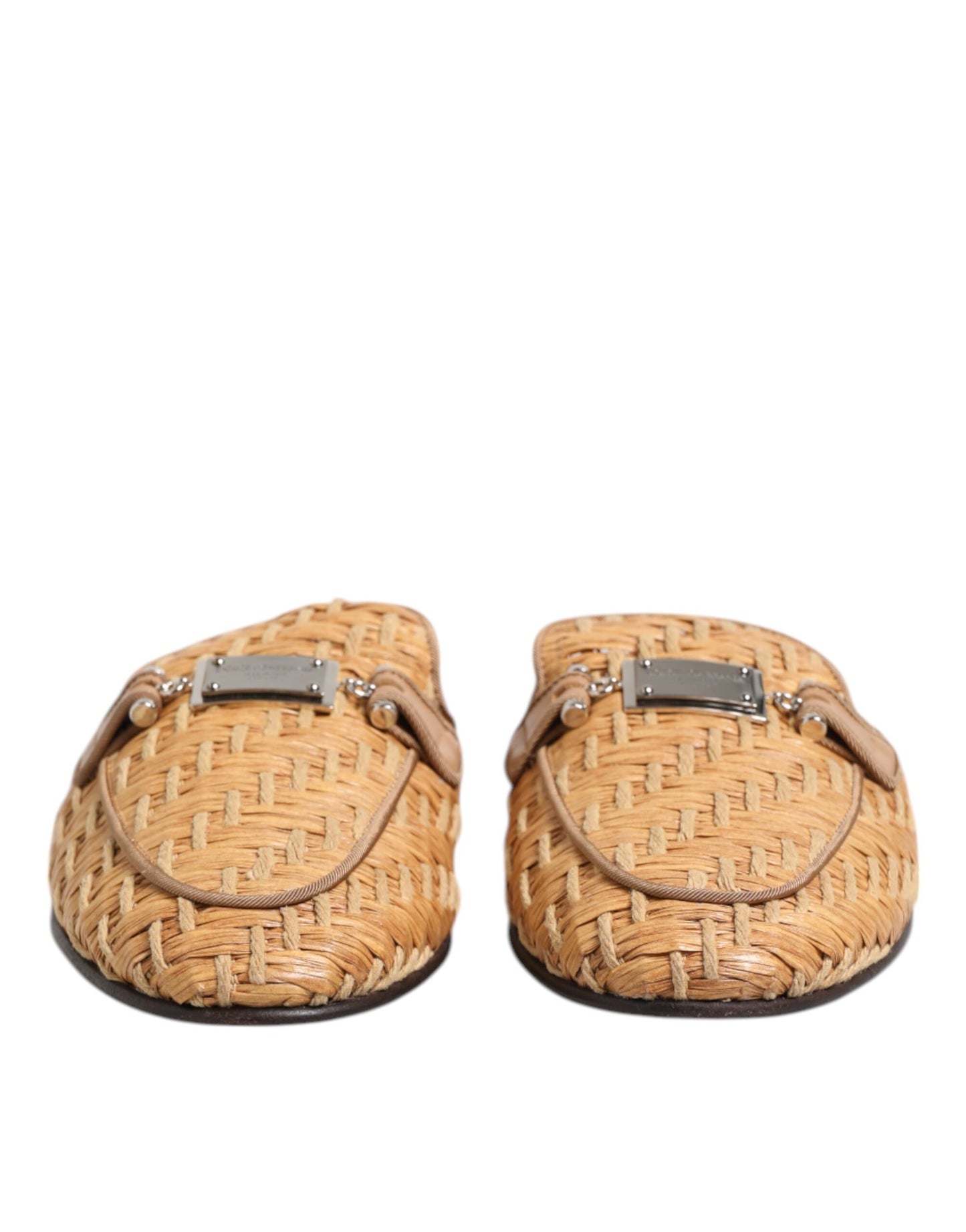 Sandales plates en rotin beige Dolce & Gabbana pour homme