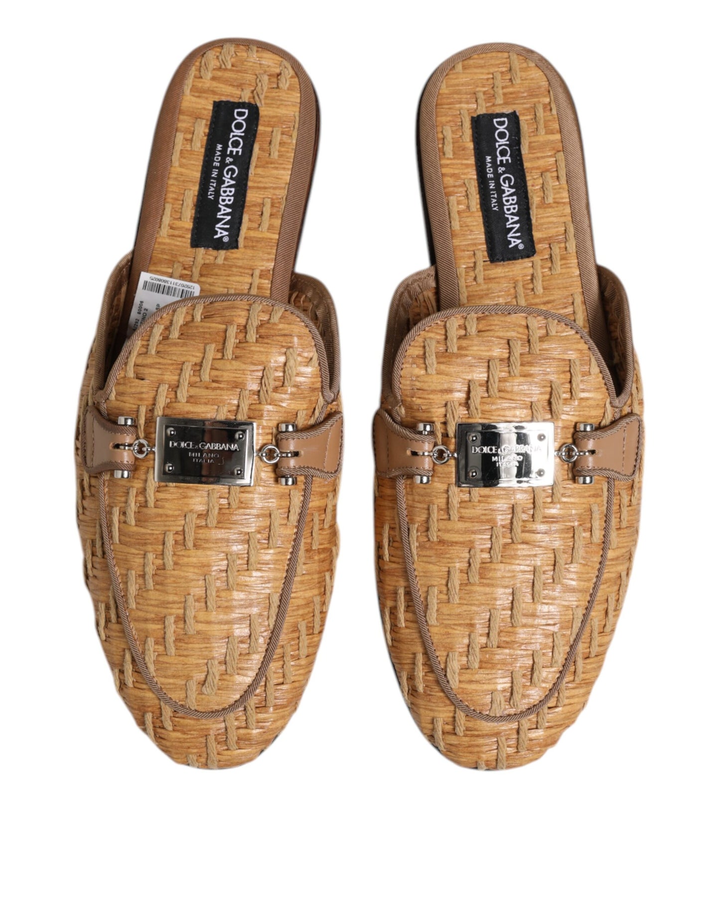Sandales plates en rotin beige Dolce & Gabbana pour homme