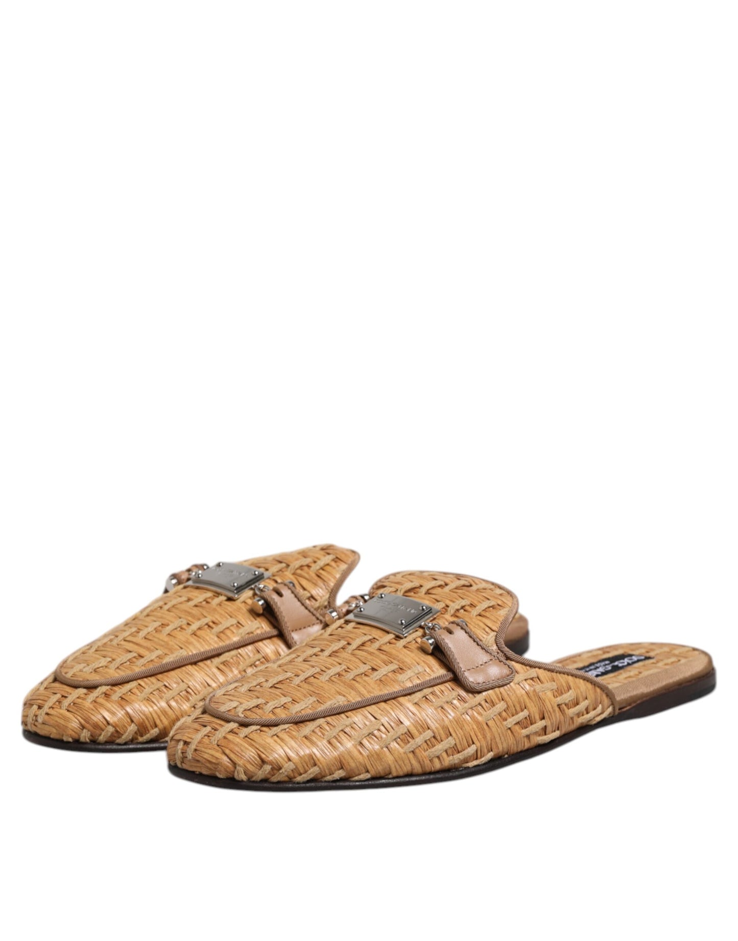 Sandales plates en rotin beige Dolce & Gabbana pour homme