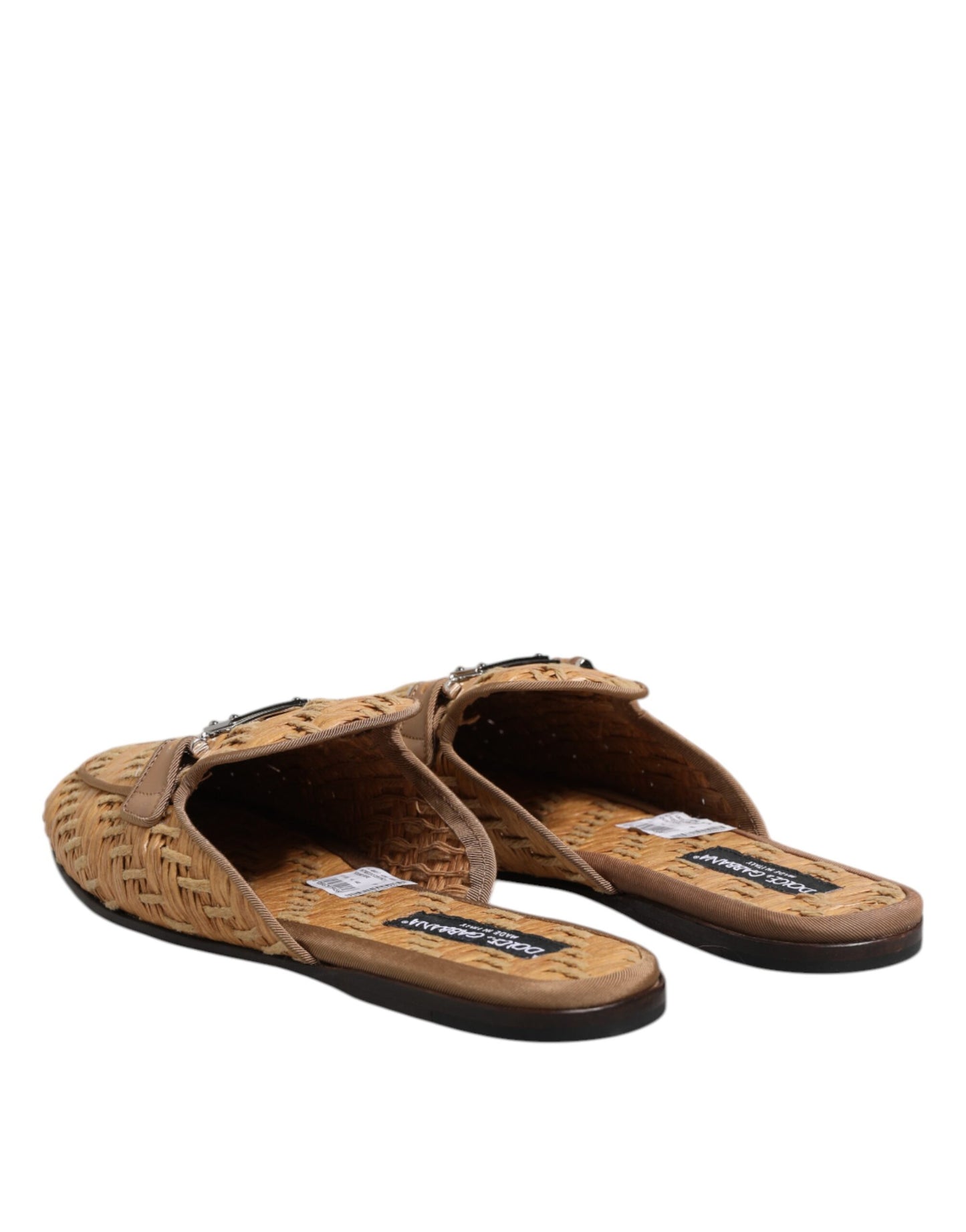 Sandales plates en rotin beige Dolce & Gabbana pour homme