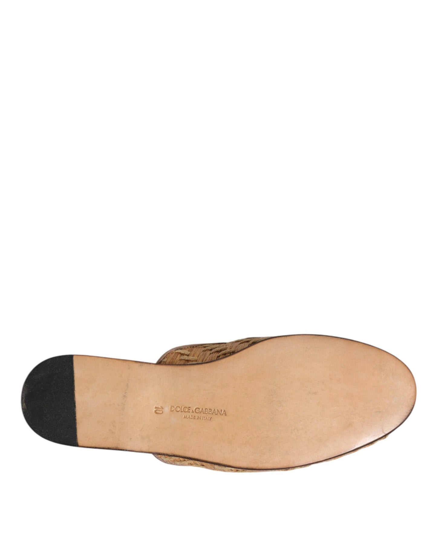 Sandales plates en rotin beige Dolce & Gabbana pour homme