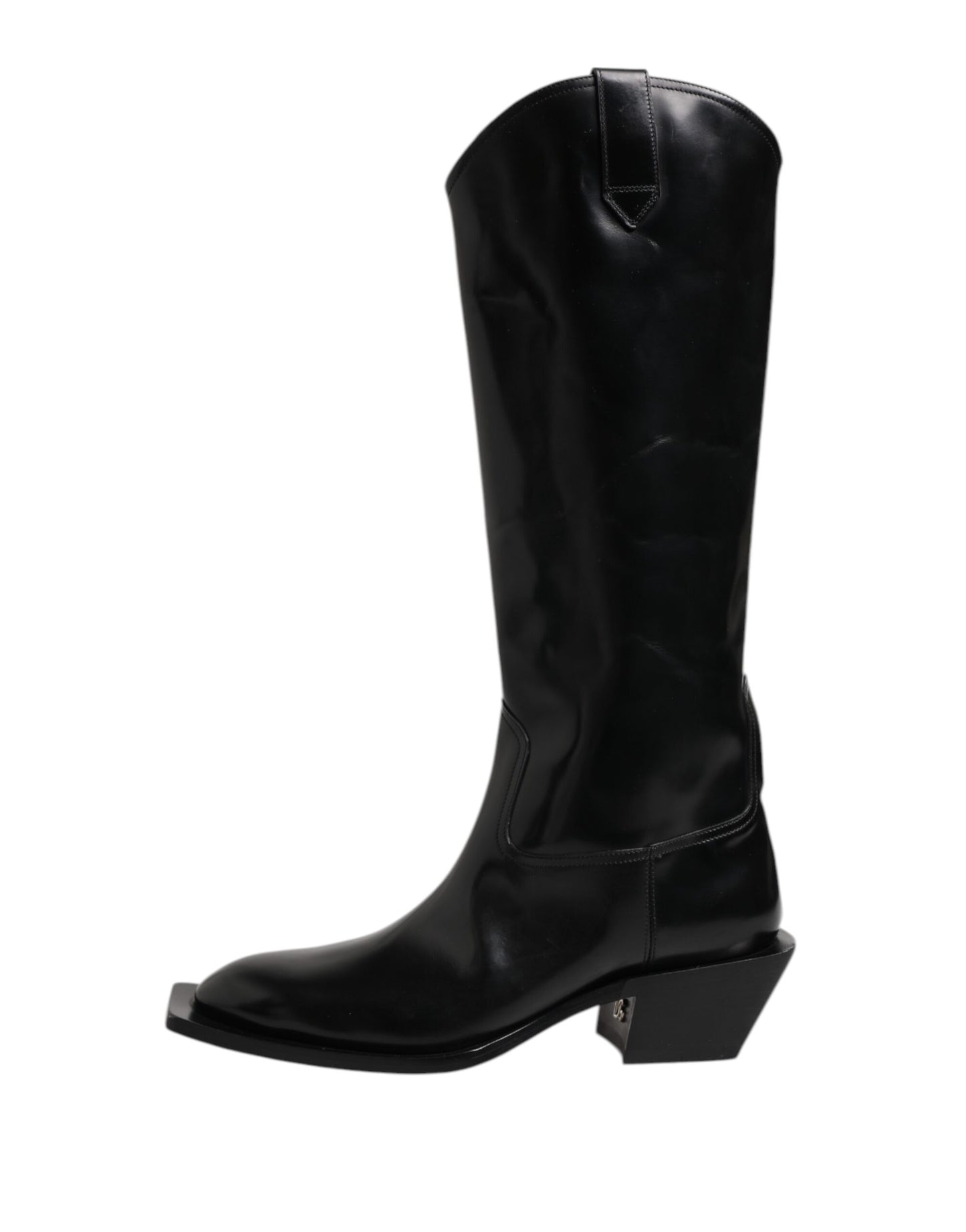 Dolce & Gabbana Black Calfskin Leather Logo High Boots Shoes by Dolce & Gabbana