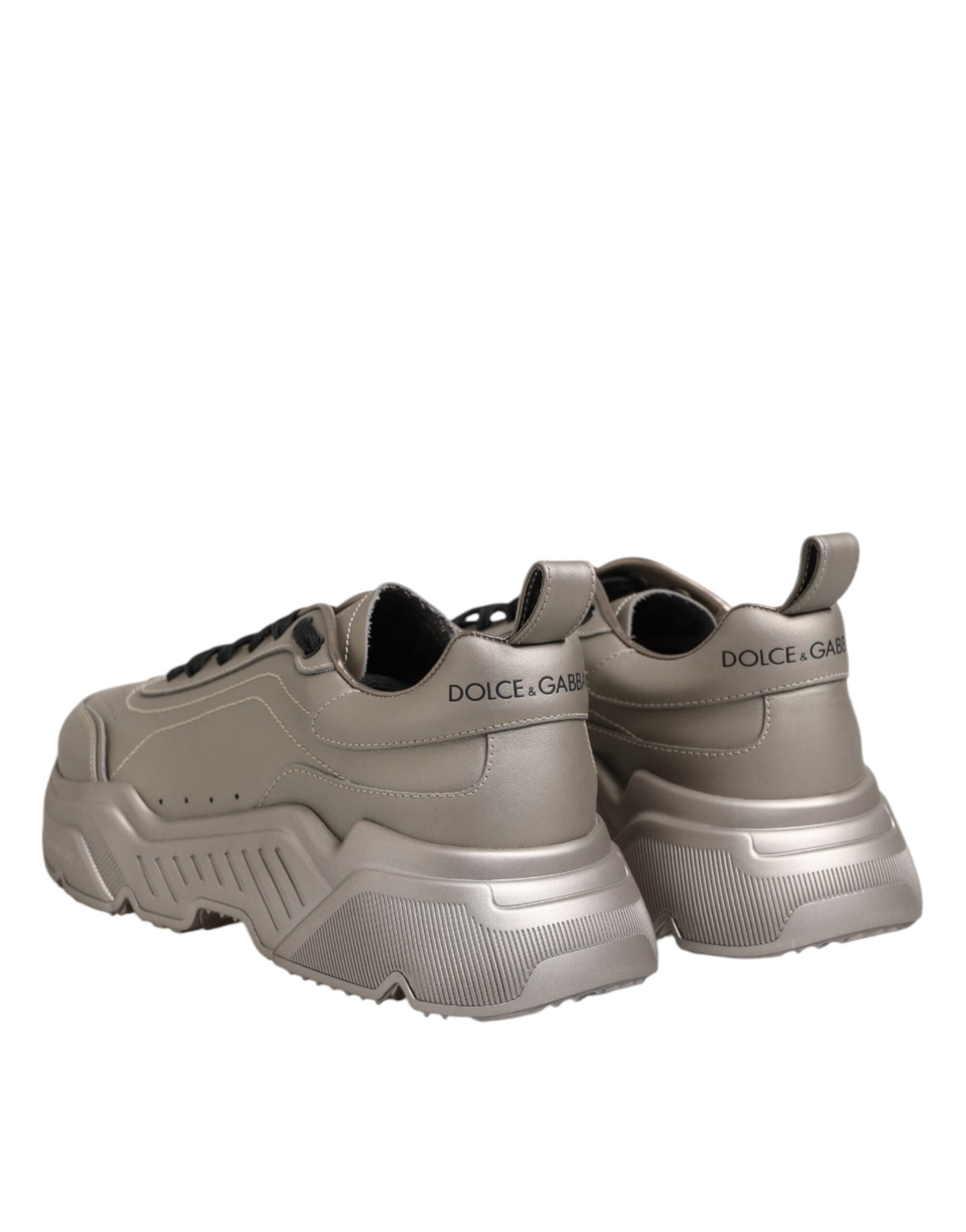 Dolce & Gabbana Silver DAYMASTER Leather Men Sneakers Shoes by Dolce & Gabbana