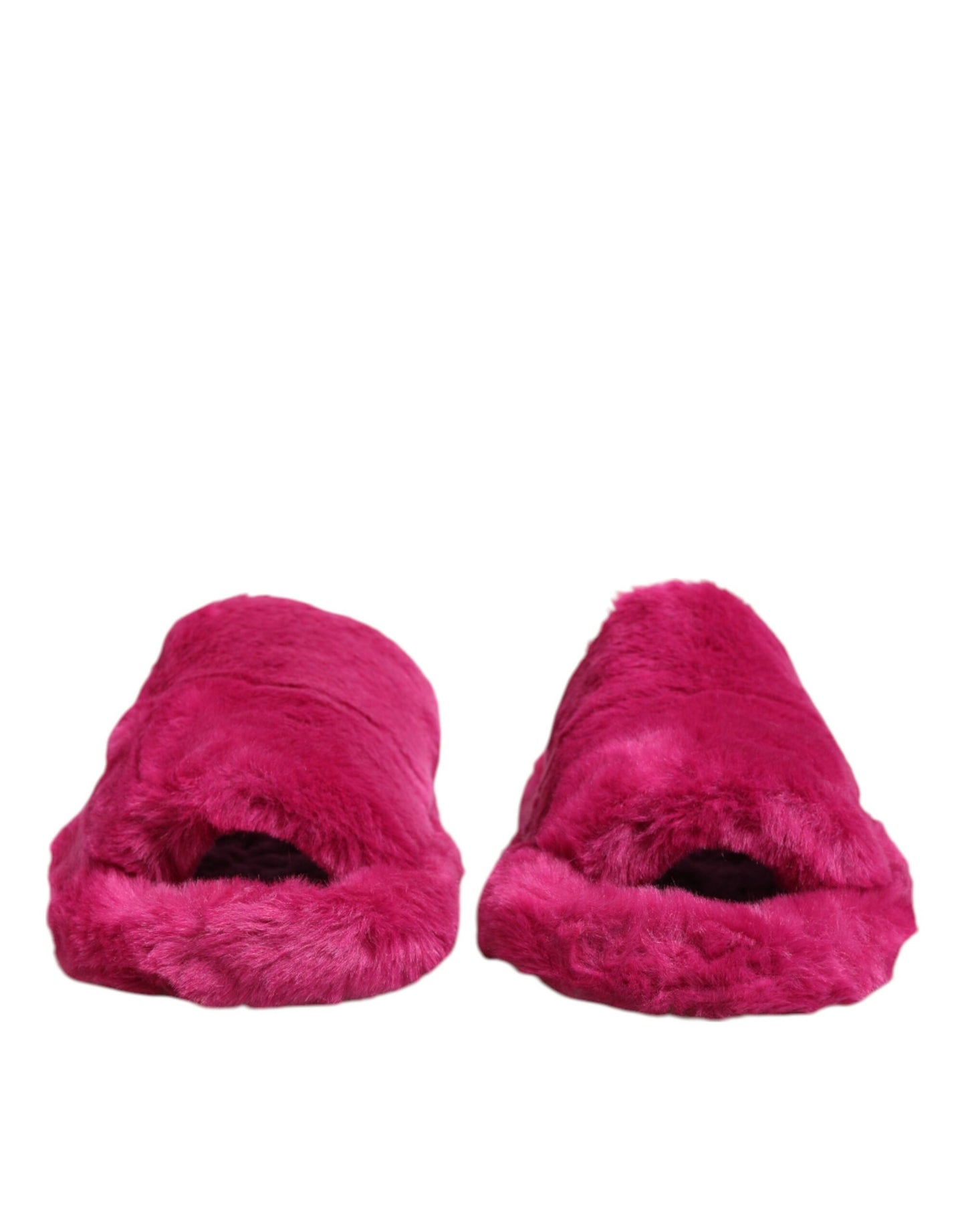 Sandales plates en fausse fourrure acrylique rose Dolce & Gabbana pour homme