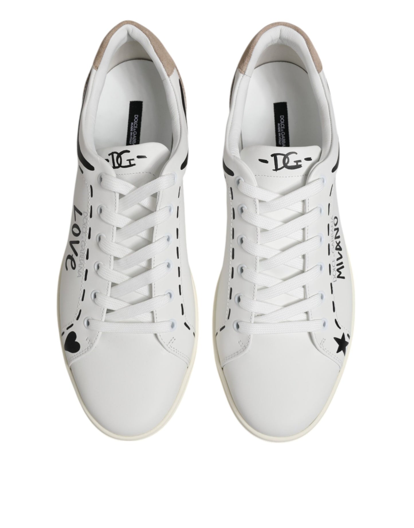 Dolce & Gabbana White Leather MILANO Low Top Sneakers Shoes by Dolce & Gabbana