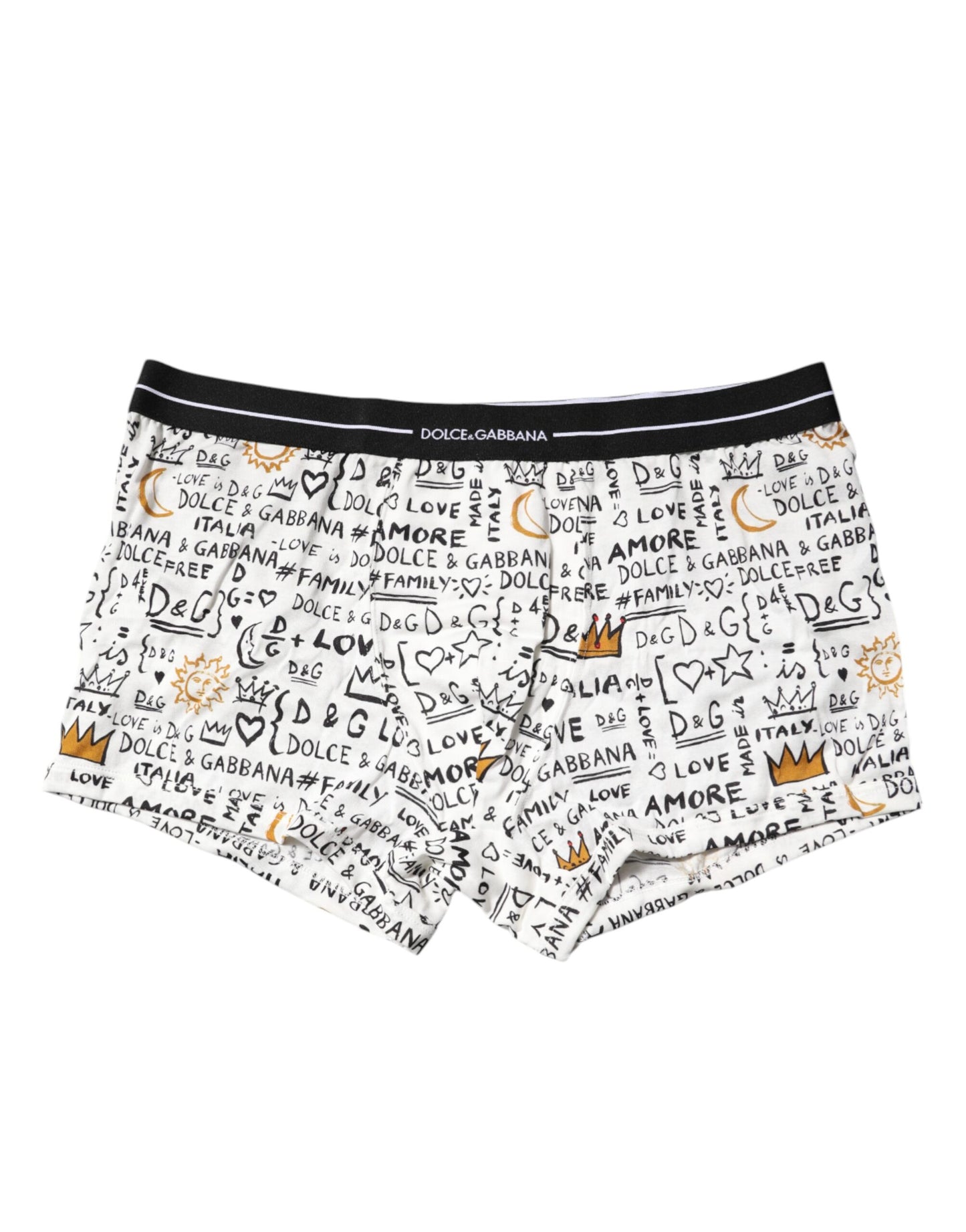 Boxer classique en coton imprimé blanc Dolce & Gabbana