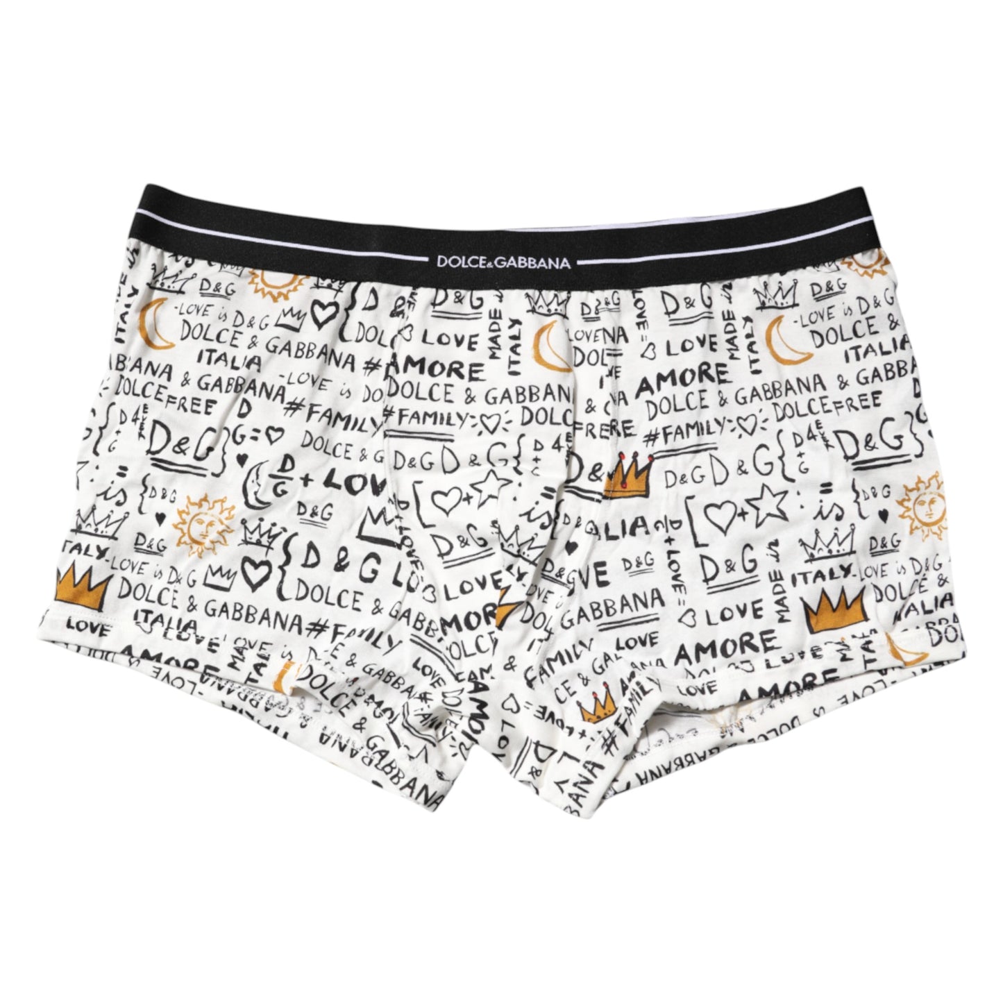 Boxer classique en coton imprimé blanc Dolce & Gabbana