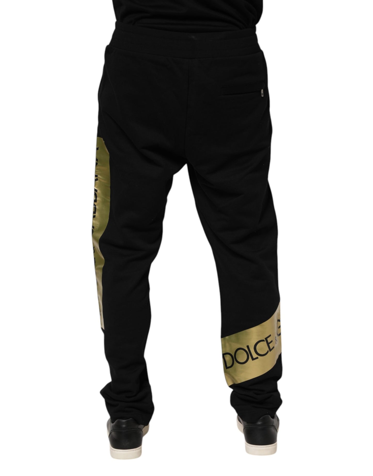 Pantalon de jogging Dolce & Gabbana en coton noir avec bande logo pour homme