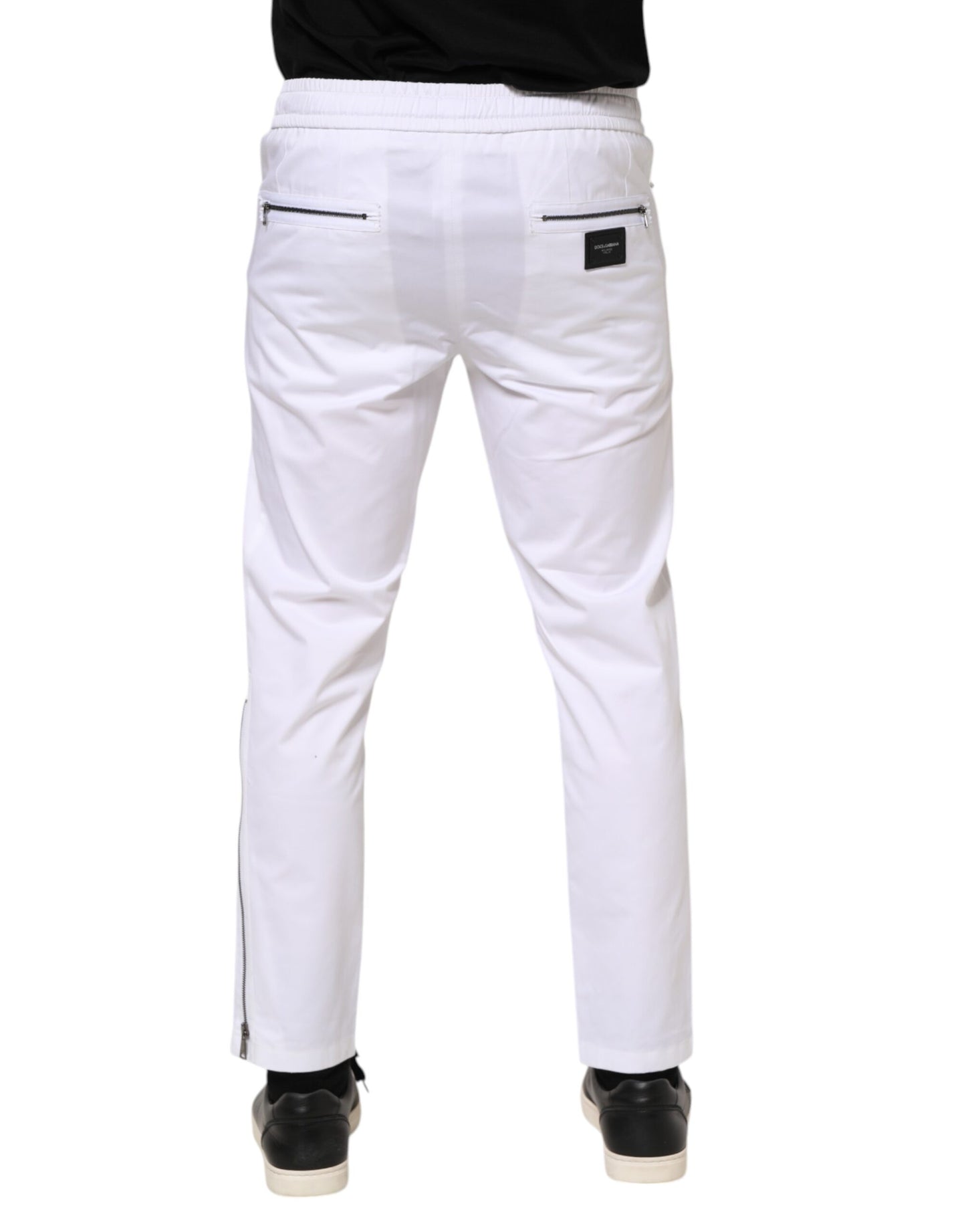 Pantalon de jogging Dolce & Gabbana en coton stretch blanc avec logo pour homme