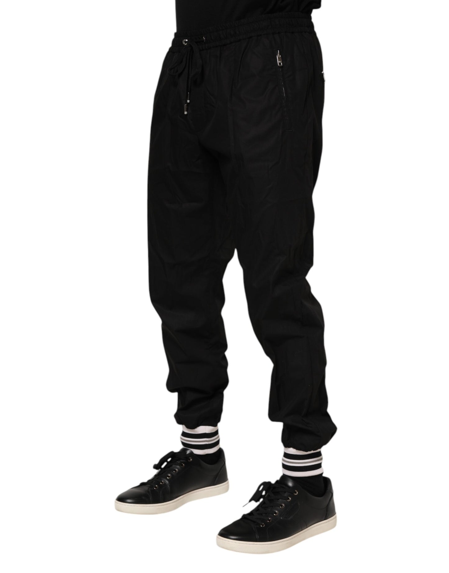 Pantalon de jogging Dolce & Gabbana en coton noir avec bande logo pour homme