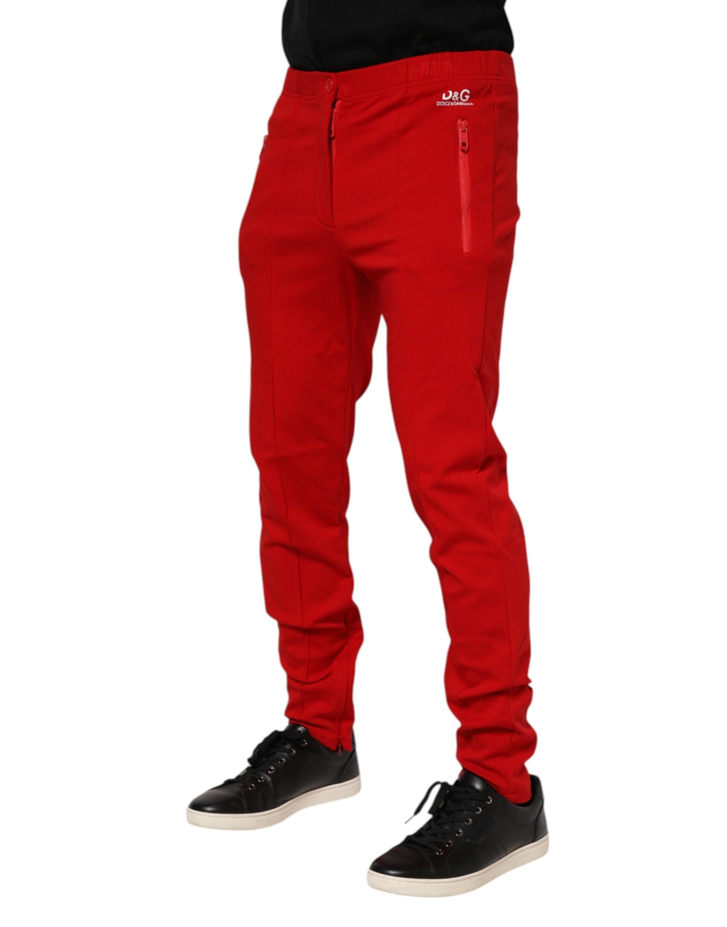 Pantalon de jogging Dolce & Gabbana en viscose rouge avec logo pour homme