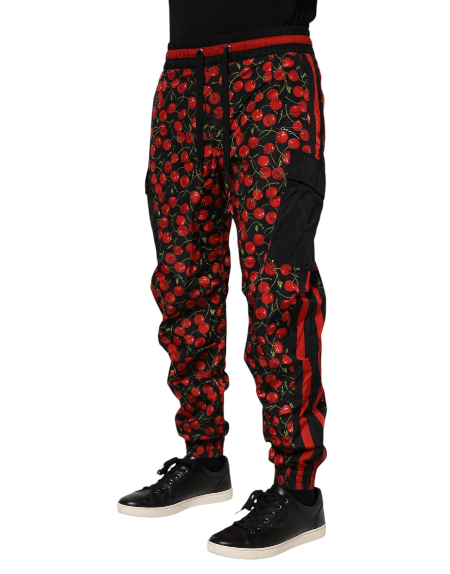 Pantalon de survêtement Dolce & Gabbana pour homme, imprimé cerises noires et rouges