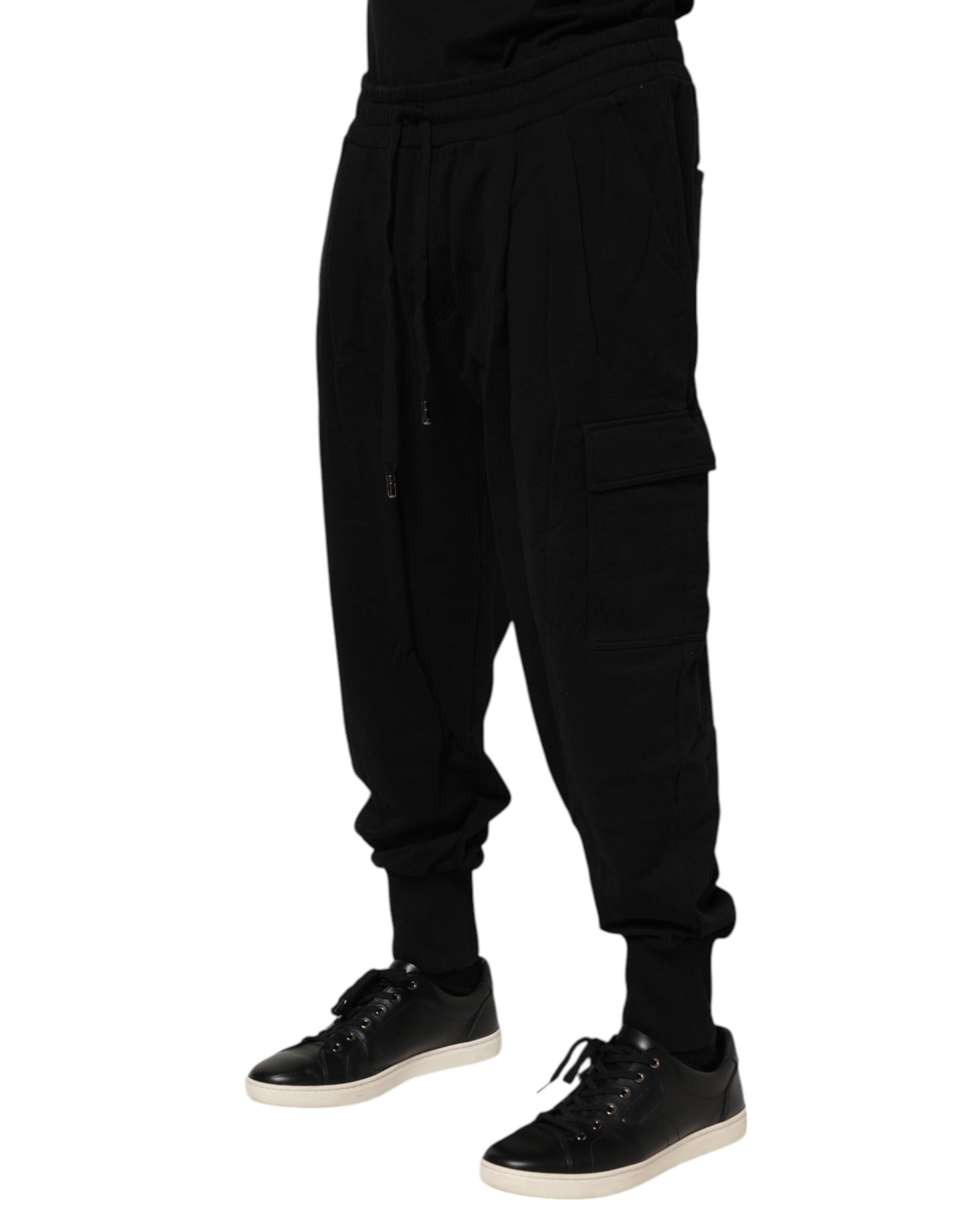 Pantalon de jogging en coton noir avec logo Dolce & Gabbana