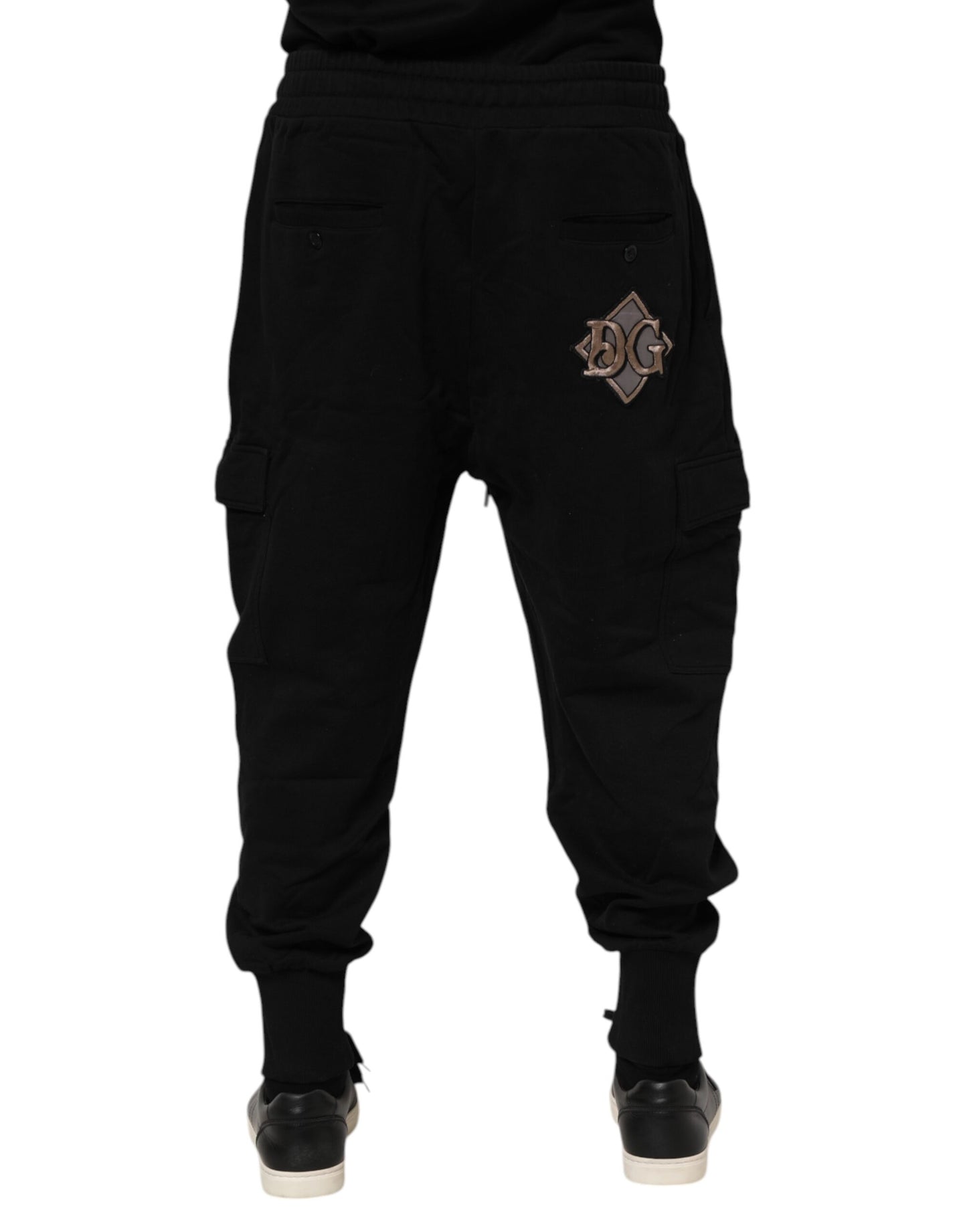Pantalon de jogging en coton noir avec logo Dolce & Gabbana