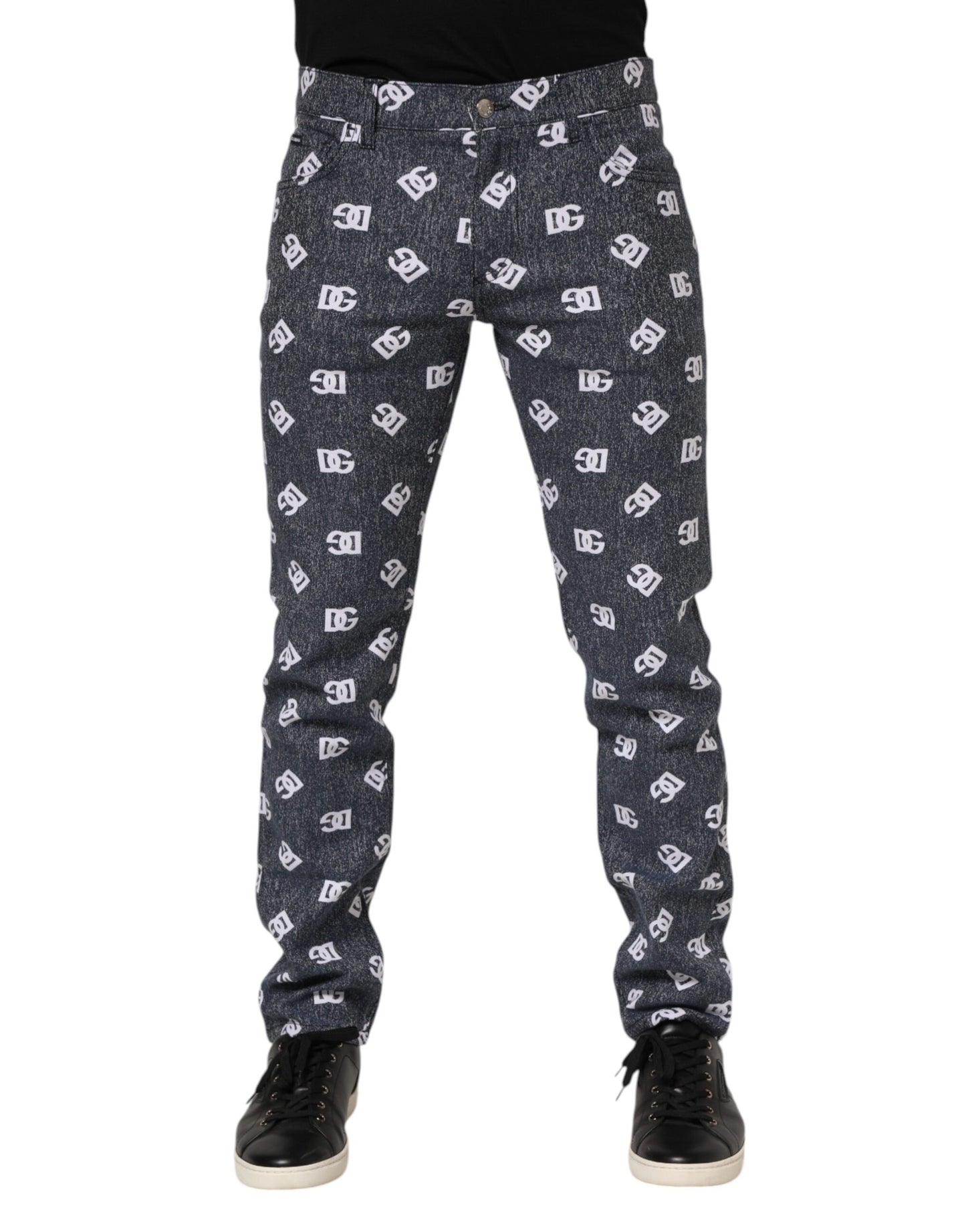 Jean skinny slim en coton gris foncé avec logo Dolce & Gabbana