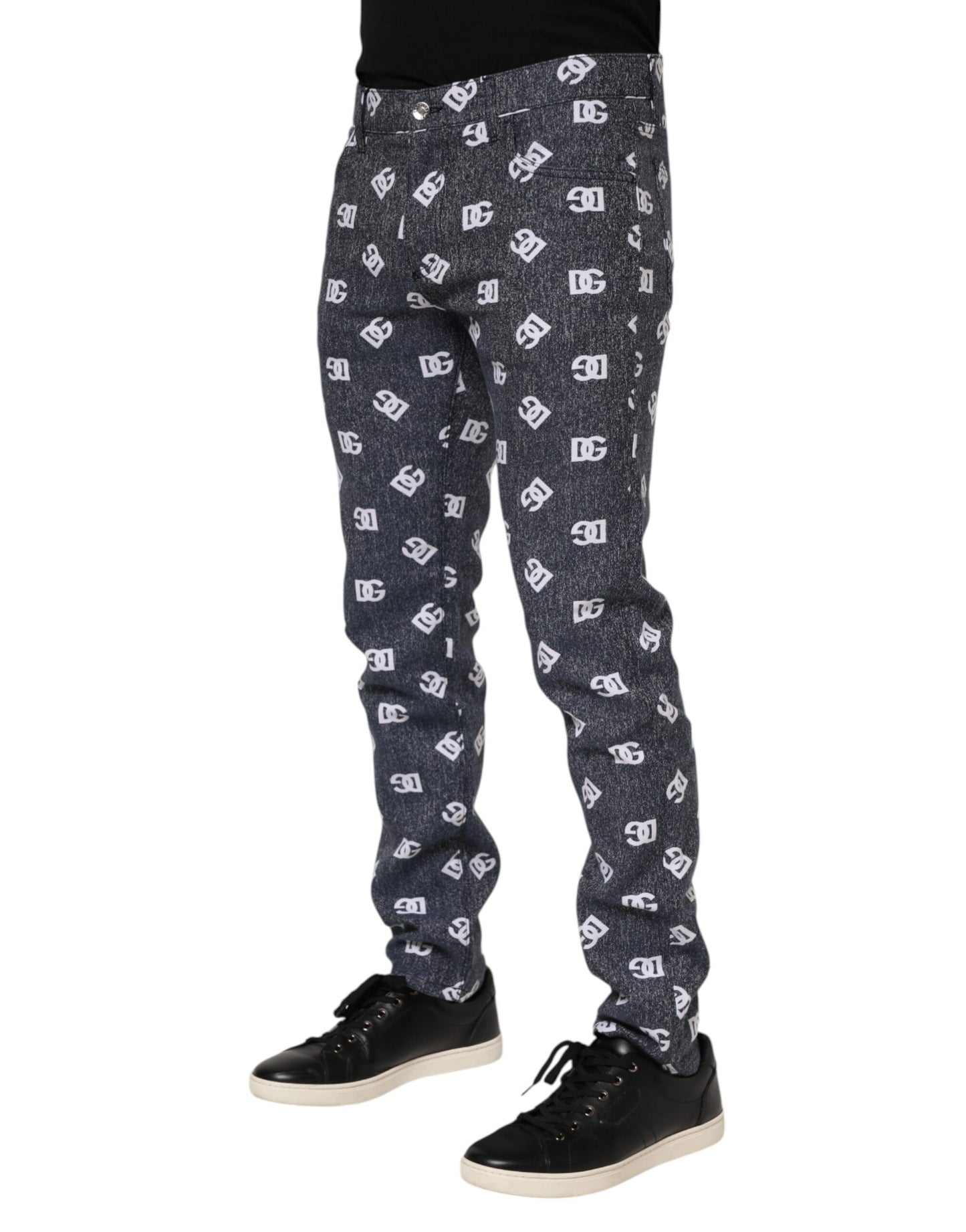 Jean skinny slim en coton gris foncé avec logo Dolce & Gabbana