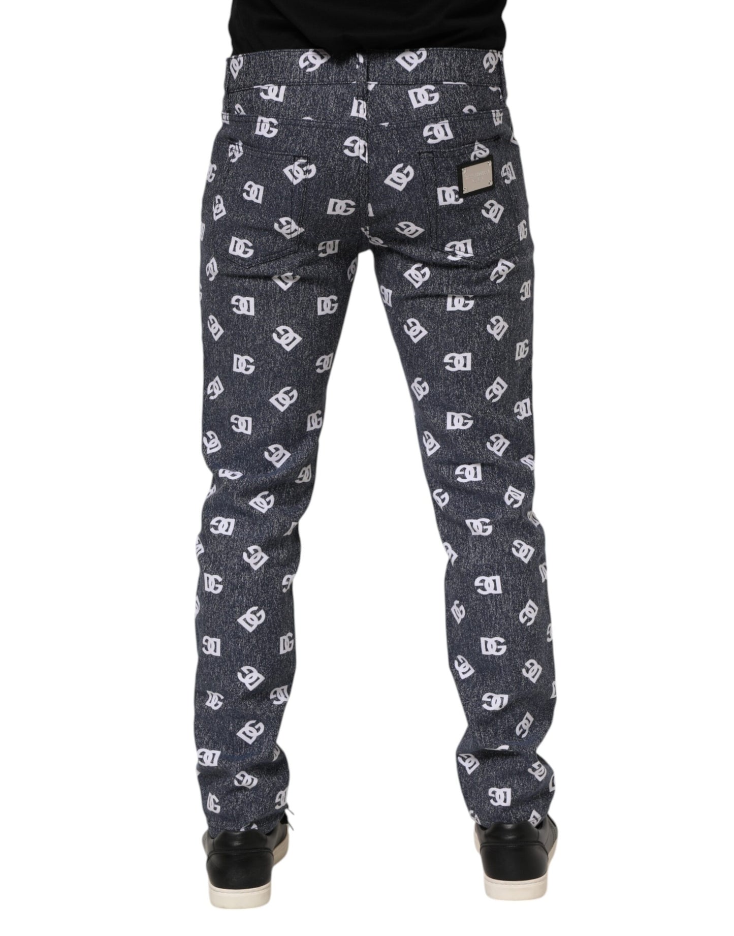 Jean skinny slim en coton gris foncé avec logo Dolce & Gabbana