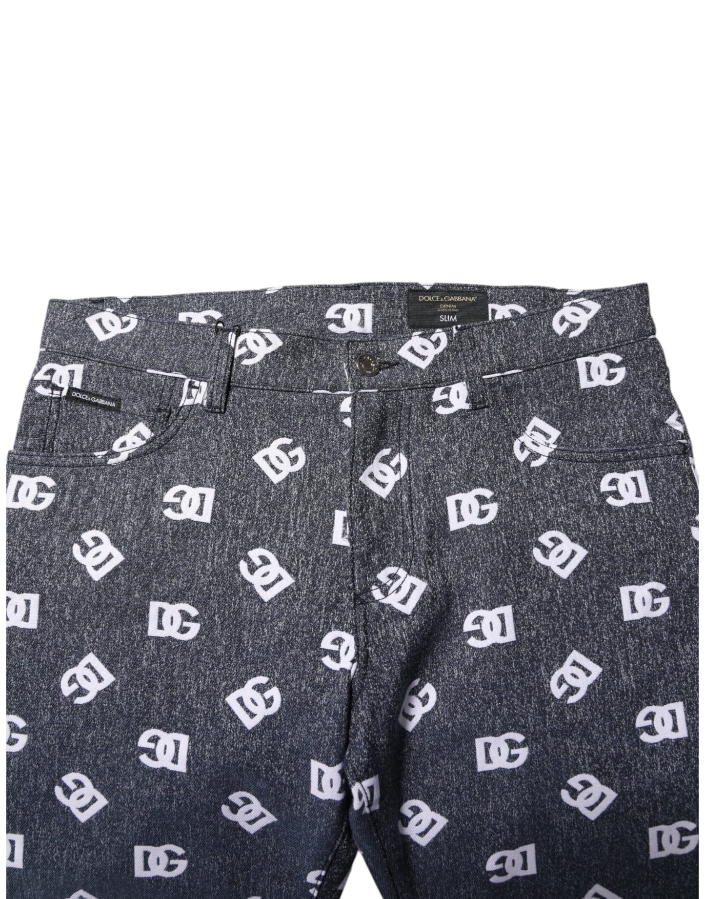 Jean skinny slim en coton gris foncé avec logo Dolce & Gabbana