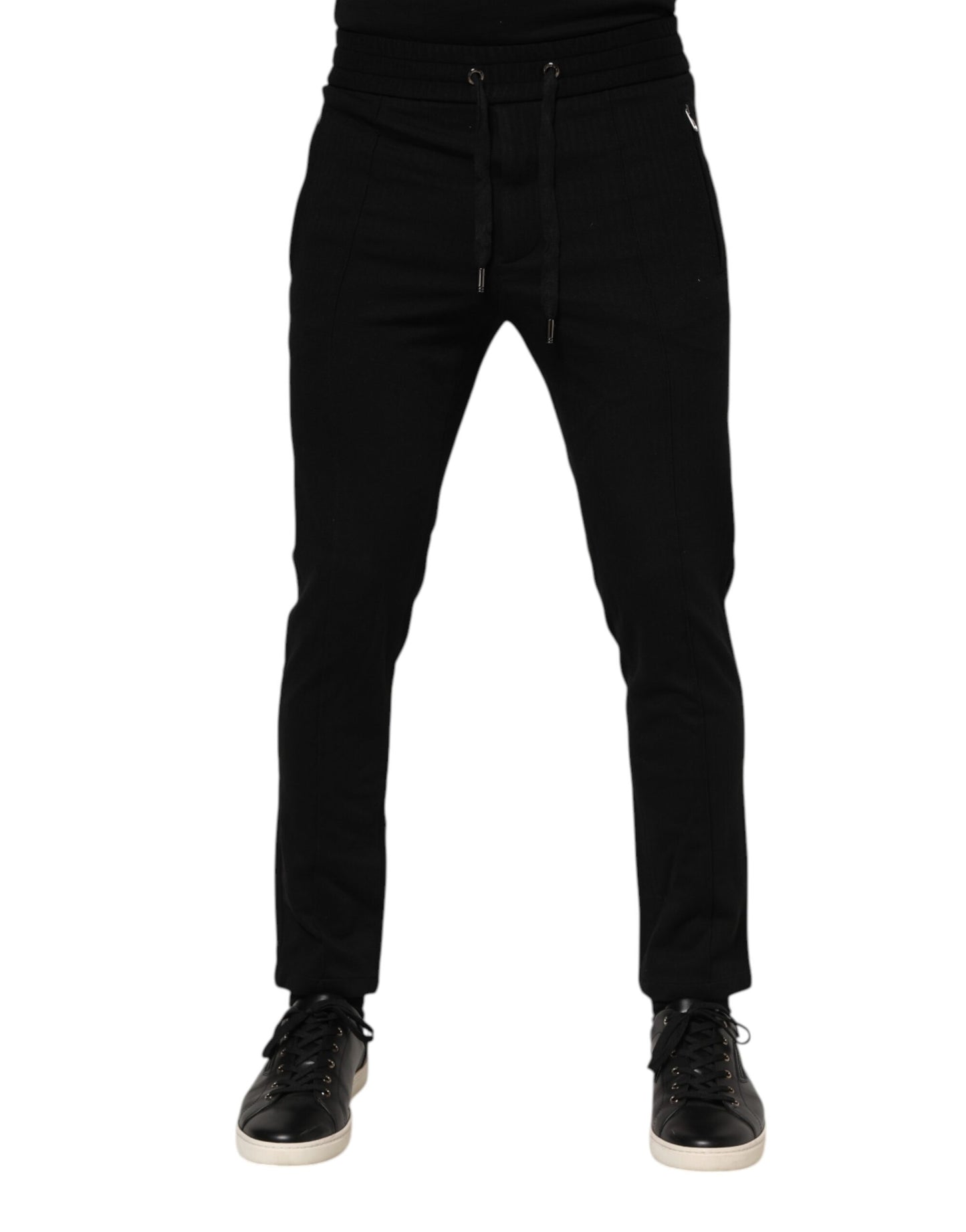 Pantalon de jogging noir en viscose avec cordon de serrage pour homme Dolce & Gabbana