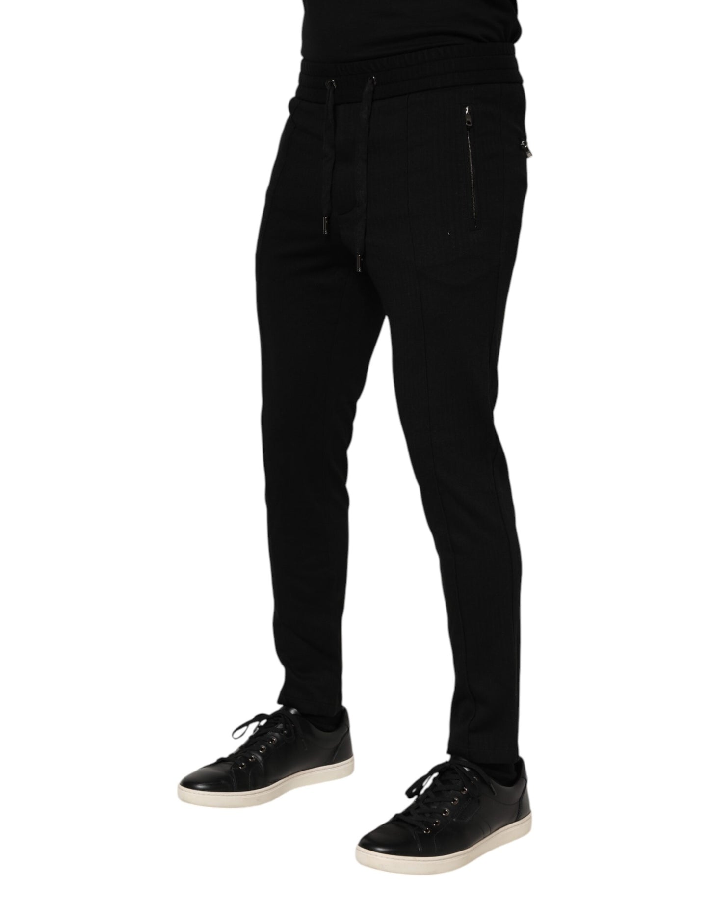 Pantalon de jogging noir en viscose avec cordon de serrage pour homme Dolce & Gabbana