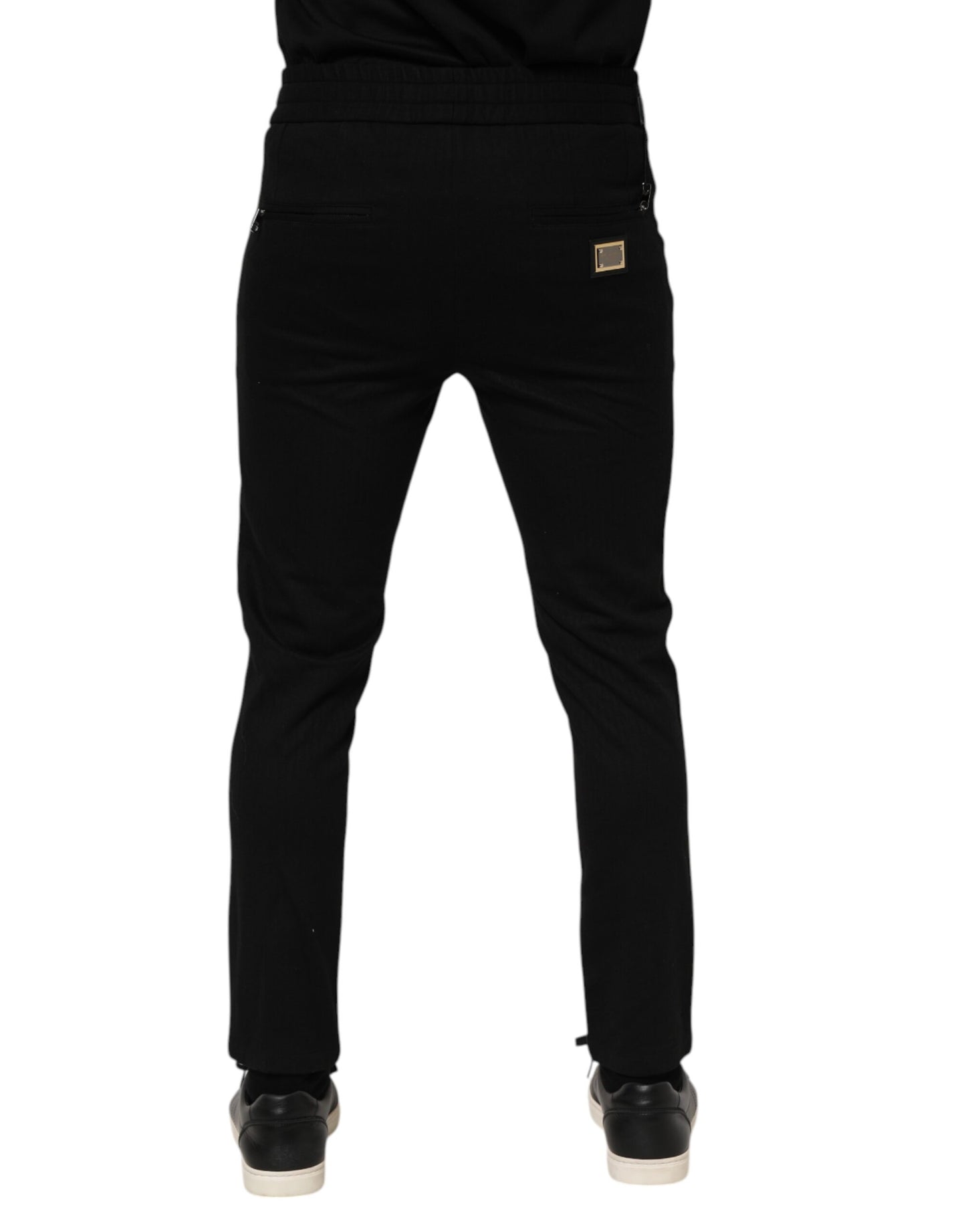 Pantalon de jogging noir en viscose avec cordon de serrage pour homme Dolce & Gabbana