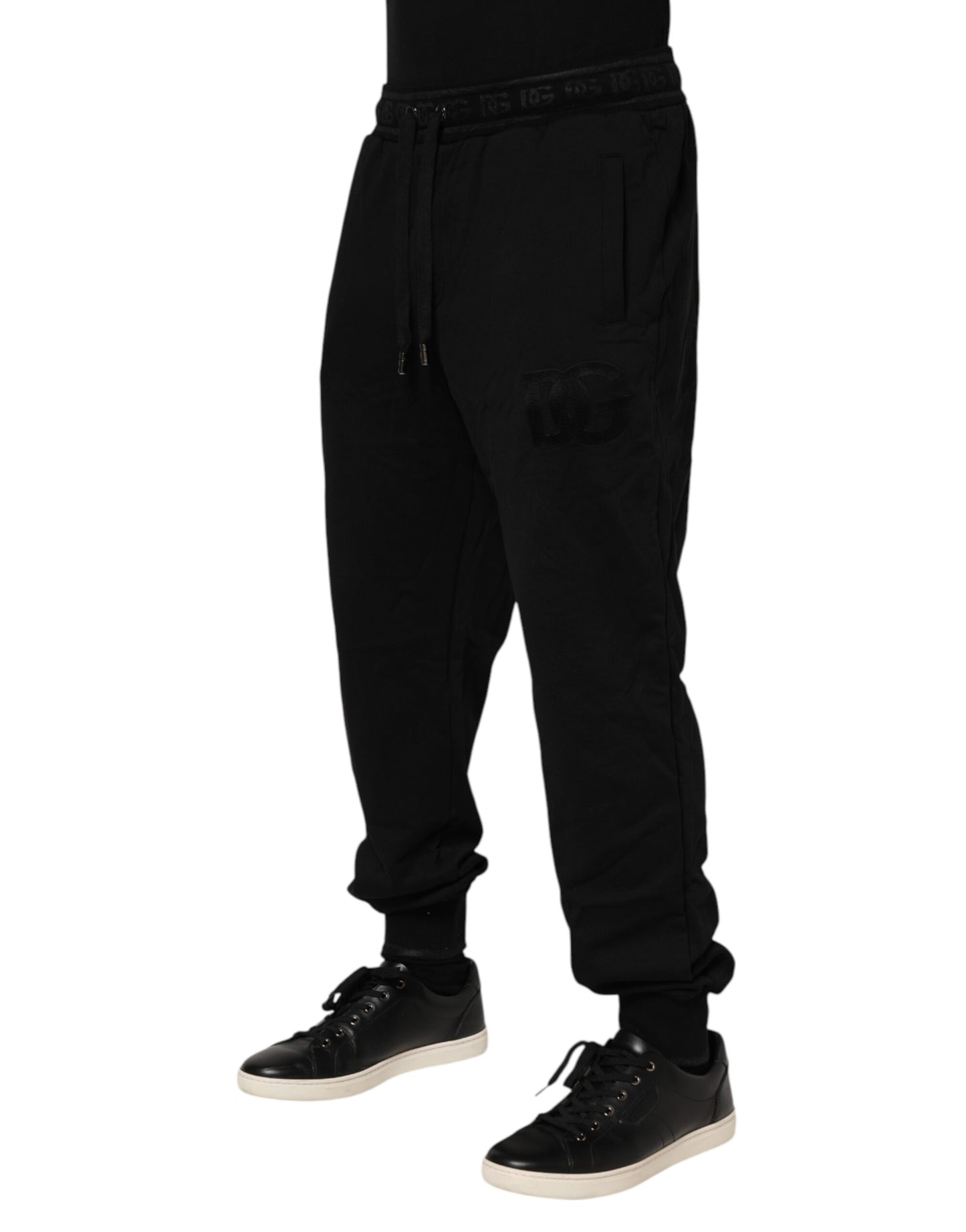 Pantalon de jogging à cordon de serrage en coton noir Dolce & Gabbana