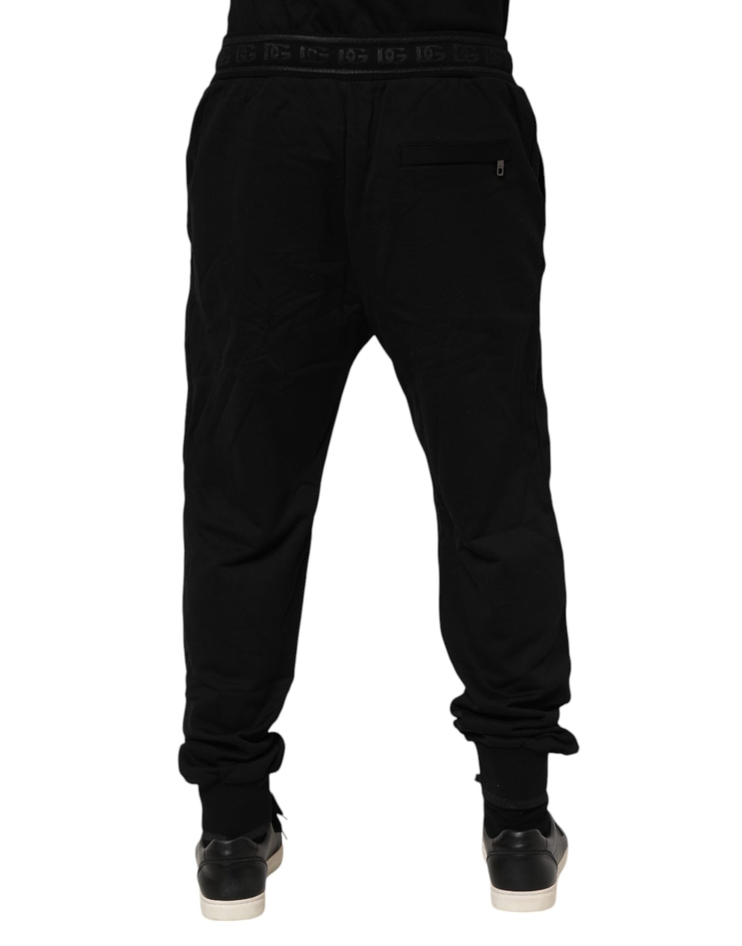 Pantalon de jogging à cordon de serrage en coton noir Dolce & Gabbana