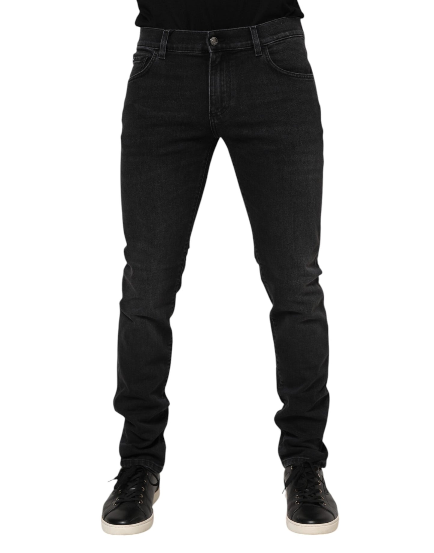 Jean skinny en coton délavé noir Dolce & Gabbana
