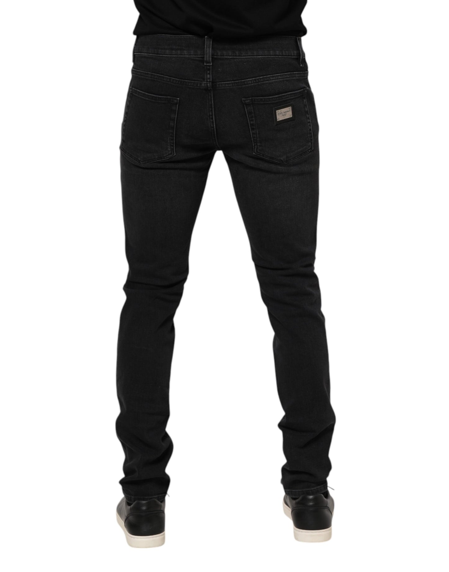 Jean skinny en coton délavé noir Dolce & Gabbana