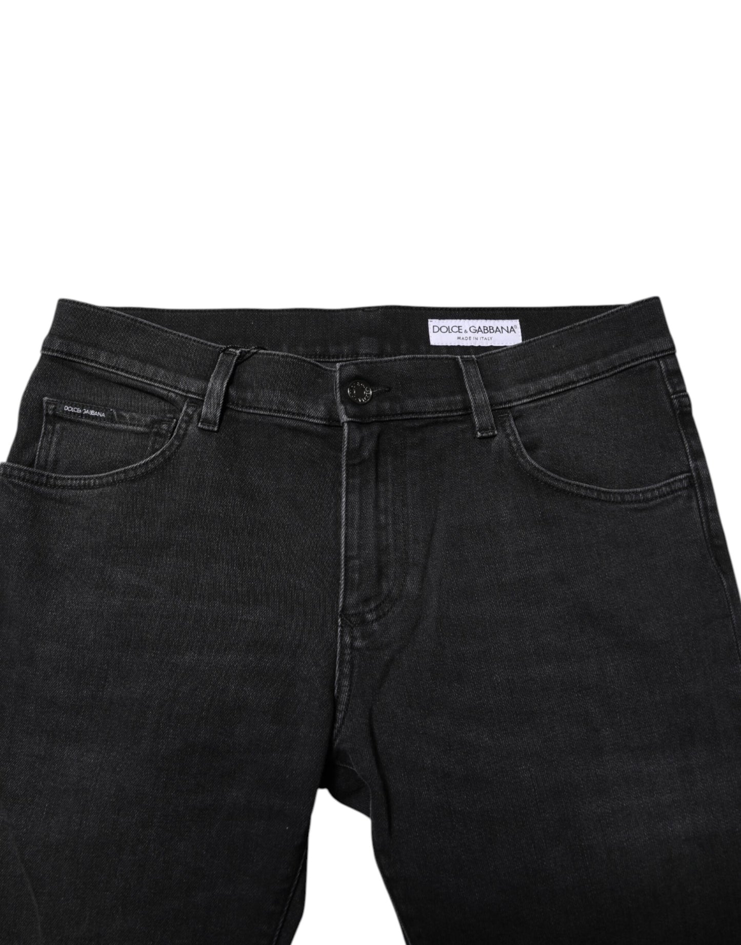 Jean skinny en coton délavé noir Dolce & Gabbana